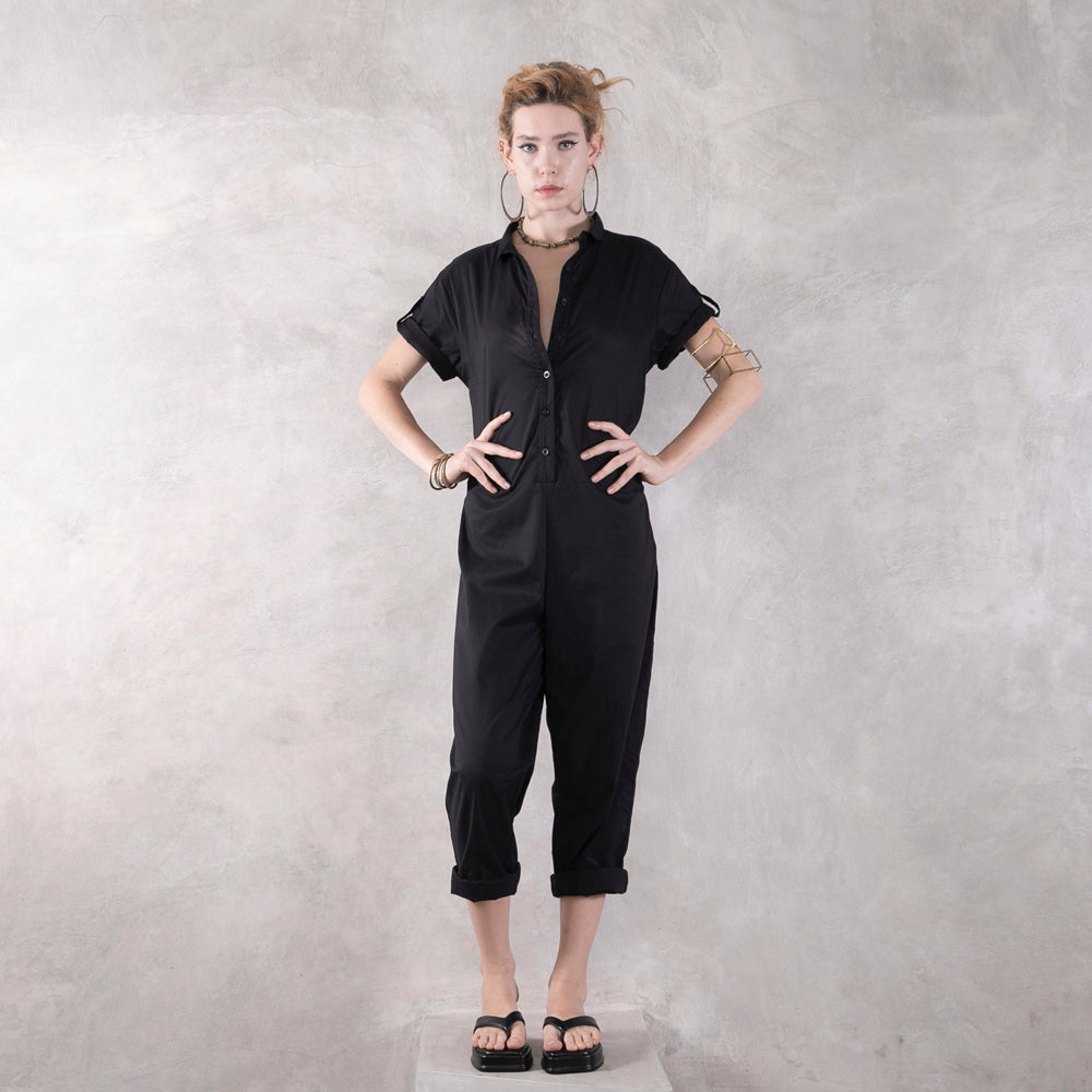 Short Sleeve Romper Black