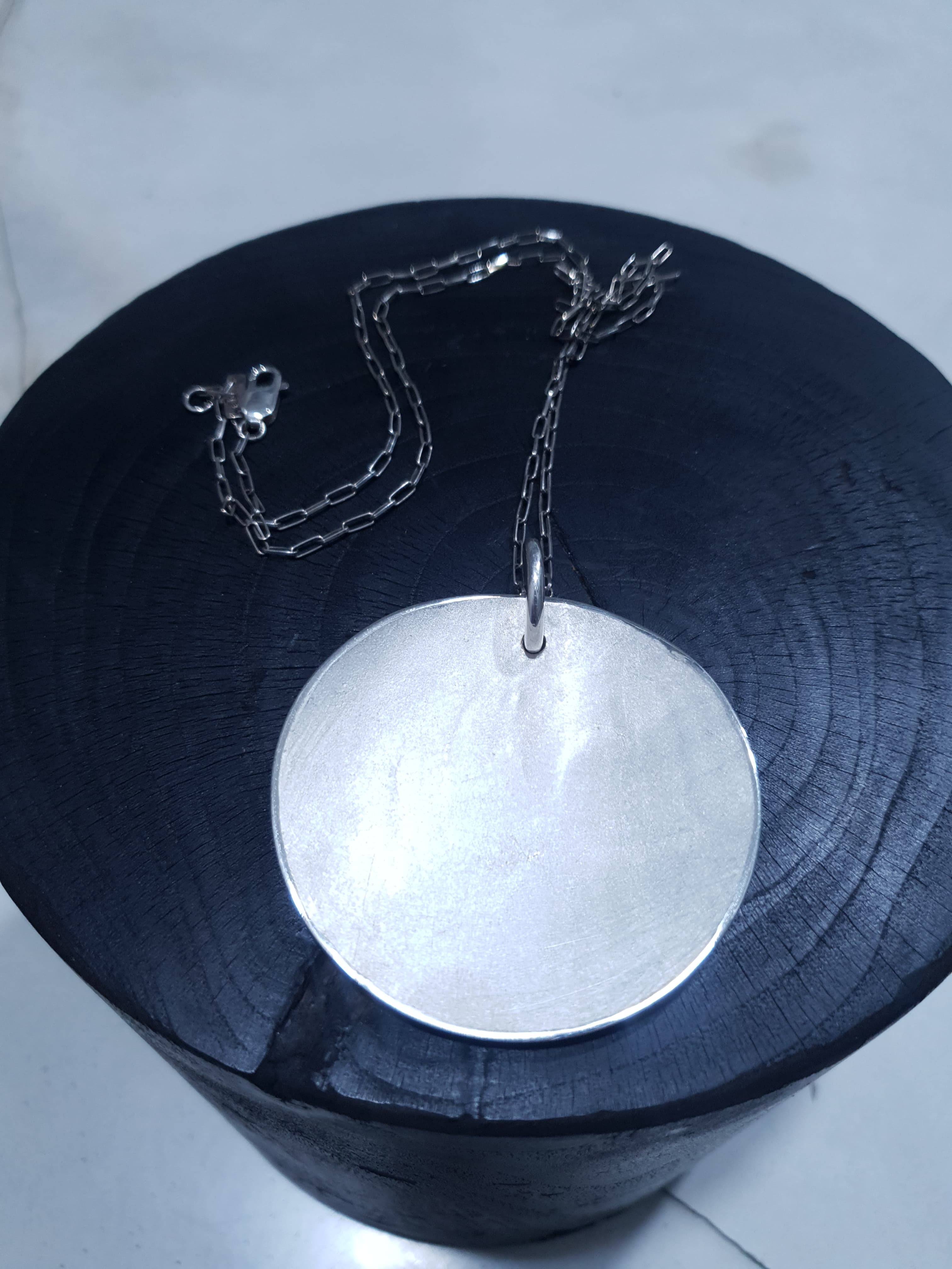 Big Circle Pendant Sterling Silver Raw