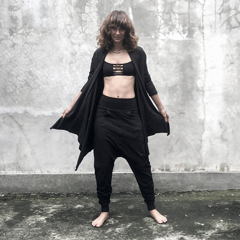 Black Draped Cardigan Modal Lycra