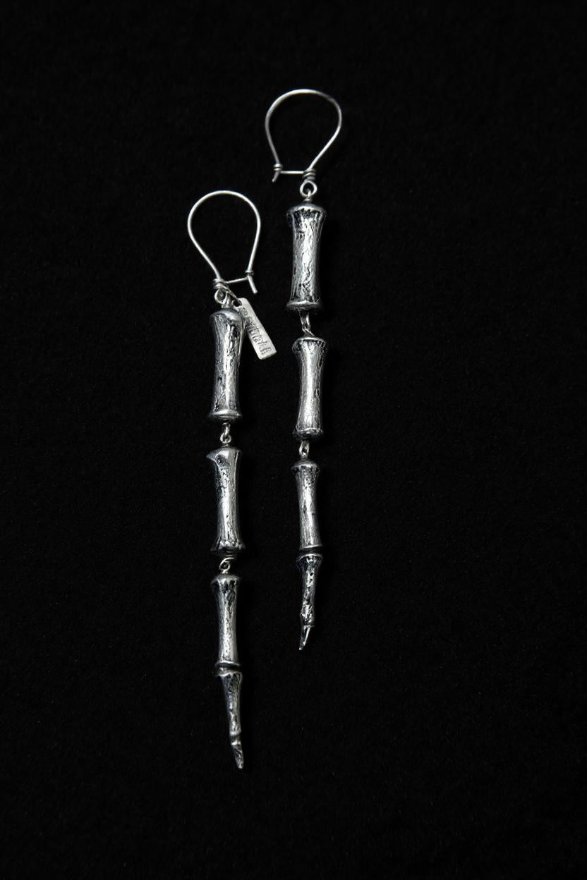 Horse Tail Bone Earrings Silver