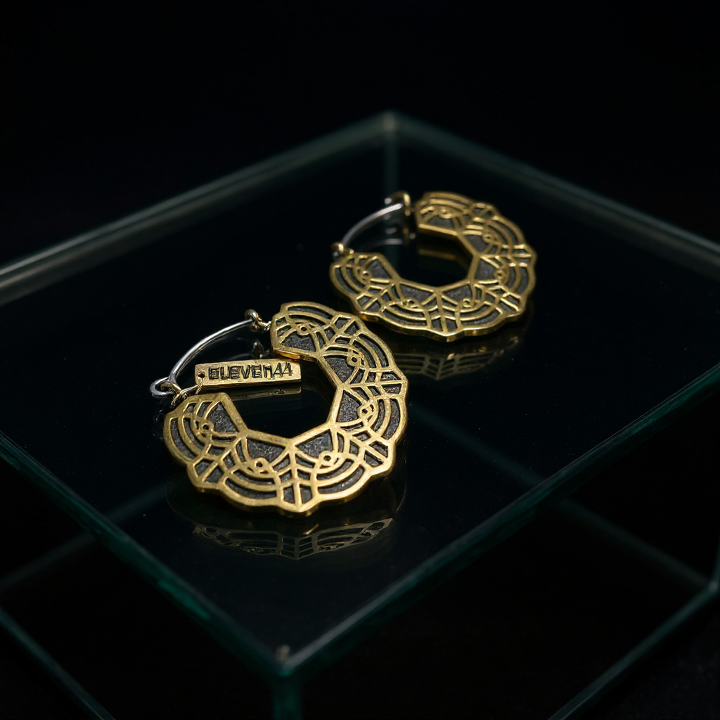 Lace Mini Hoops Brass