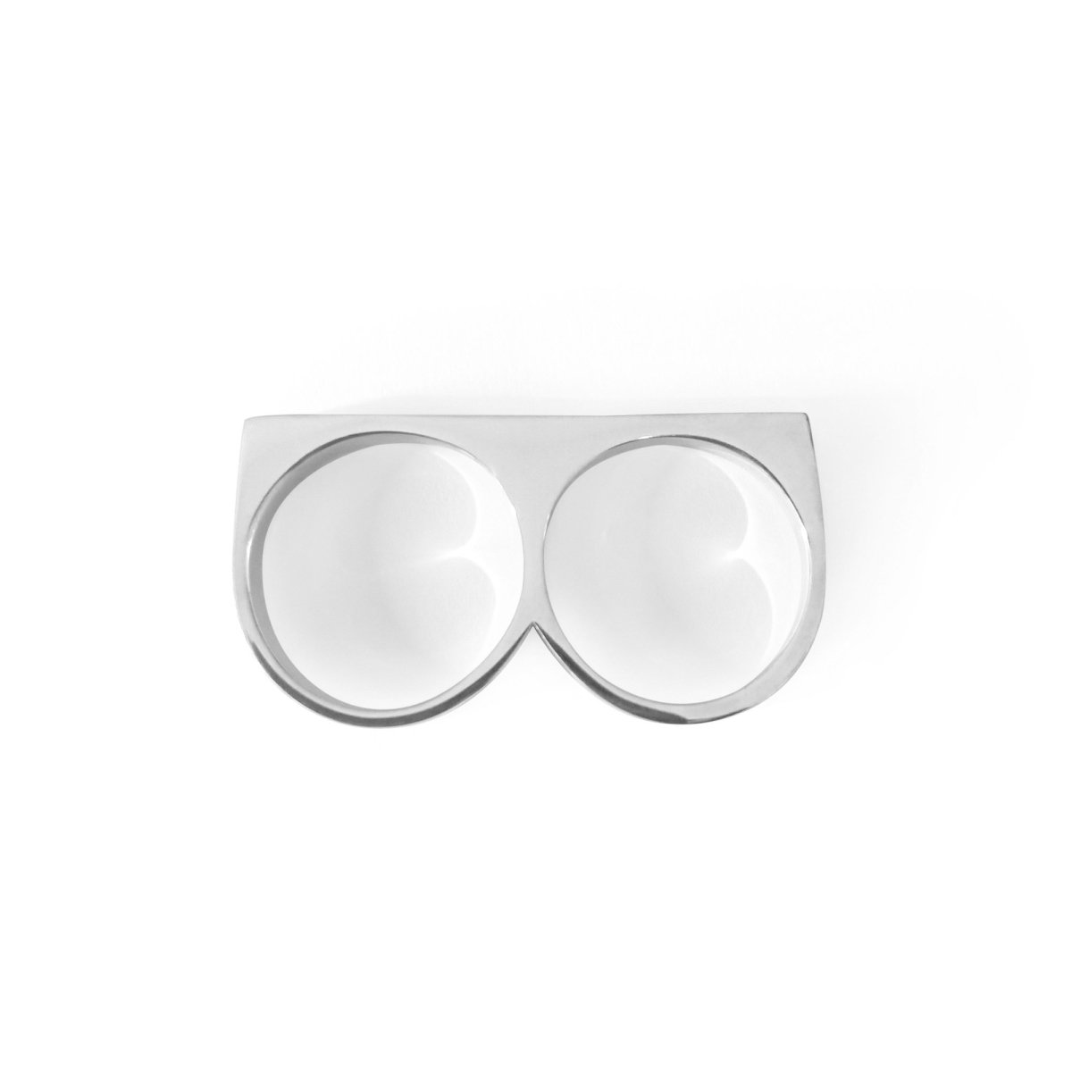 2 Finger Ring Slim Square Silver - eleven44