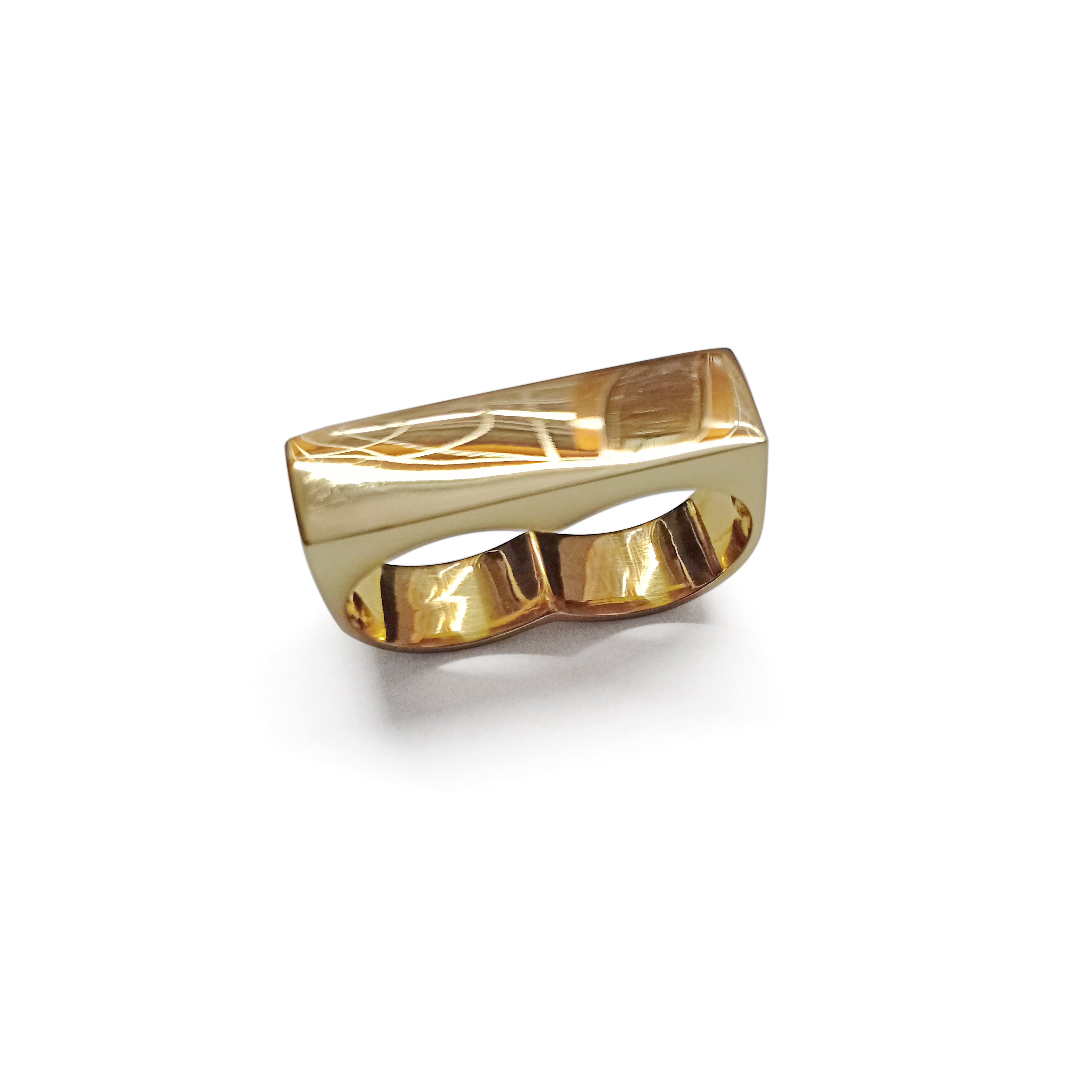 2 Finger Ring Wide Gold