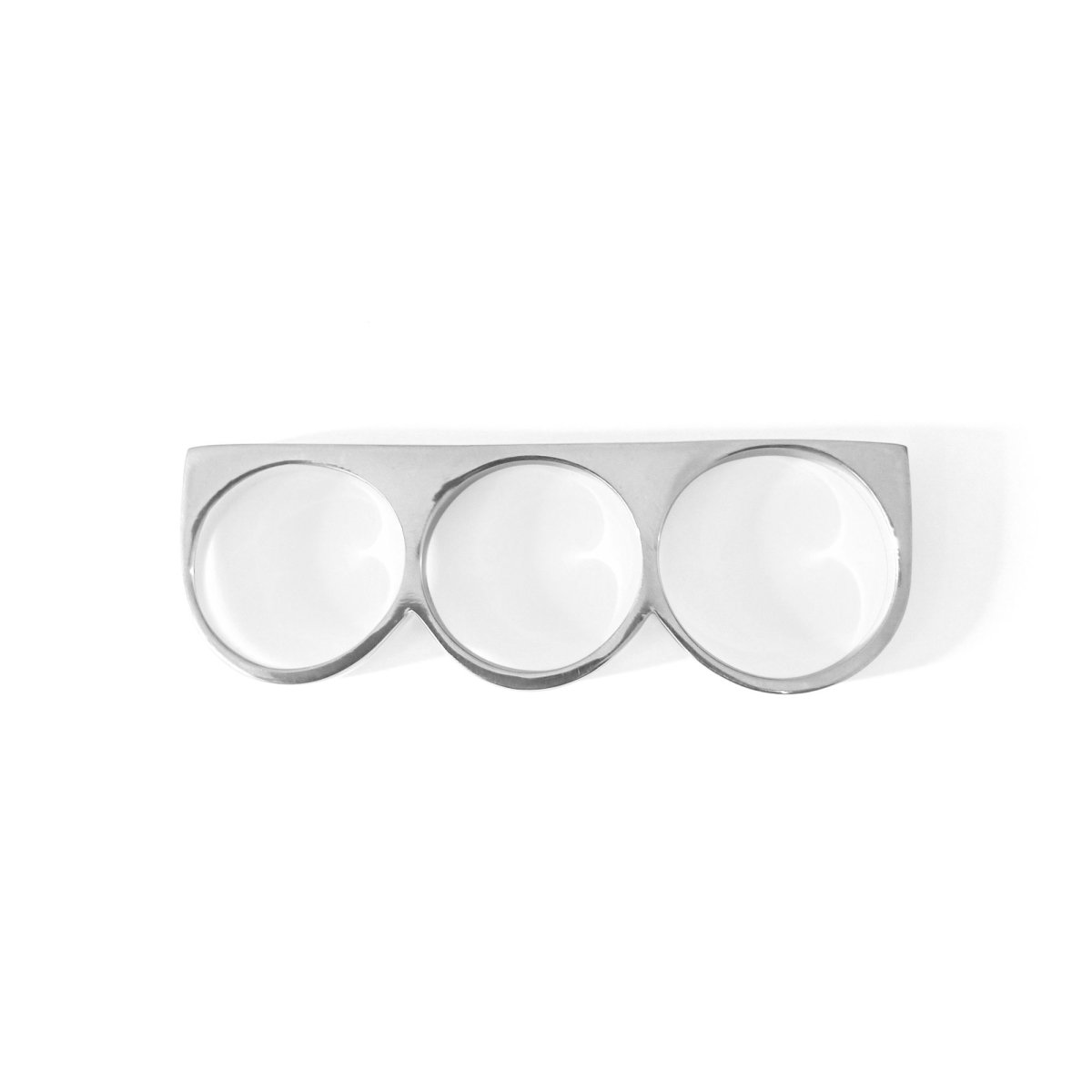 3 Finger Ring Slim Square Silver - eleven44