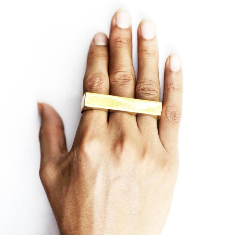 3 Finger Ring Wide Gold - eleven44