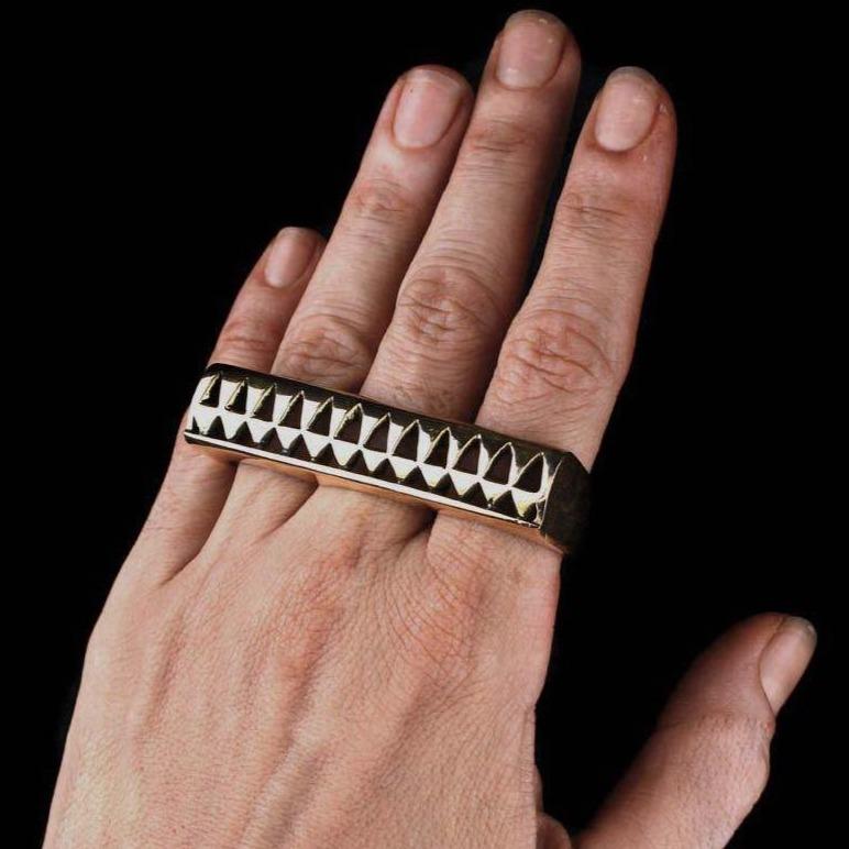 3 Triangle Finger Ring Gold - eleven44