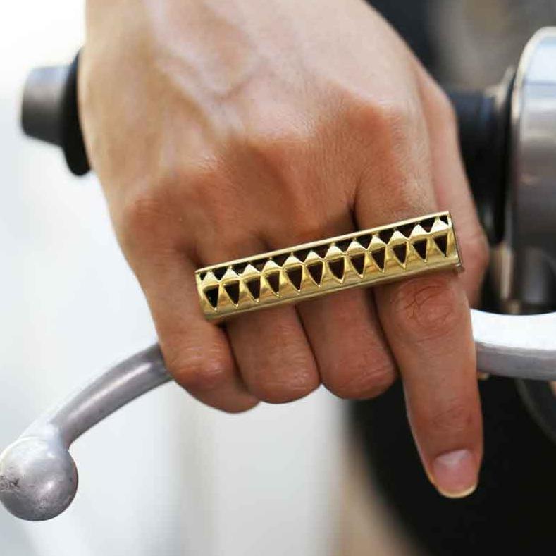 3 Triangle Finger Ring Gold - eleven44