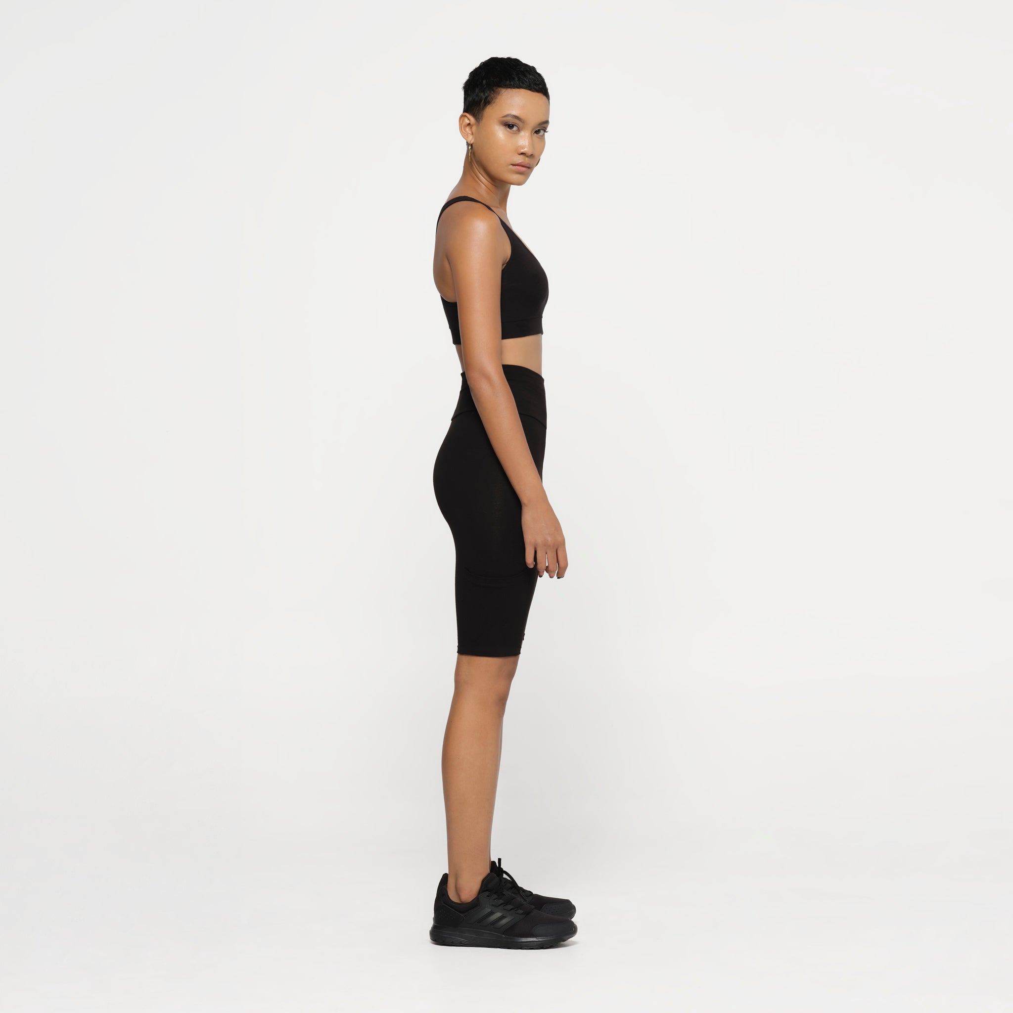 Black High Waist Bike Shorts Organic Cotton Lycra
