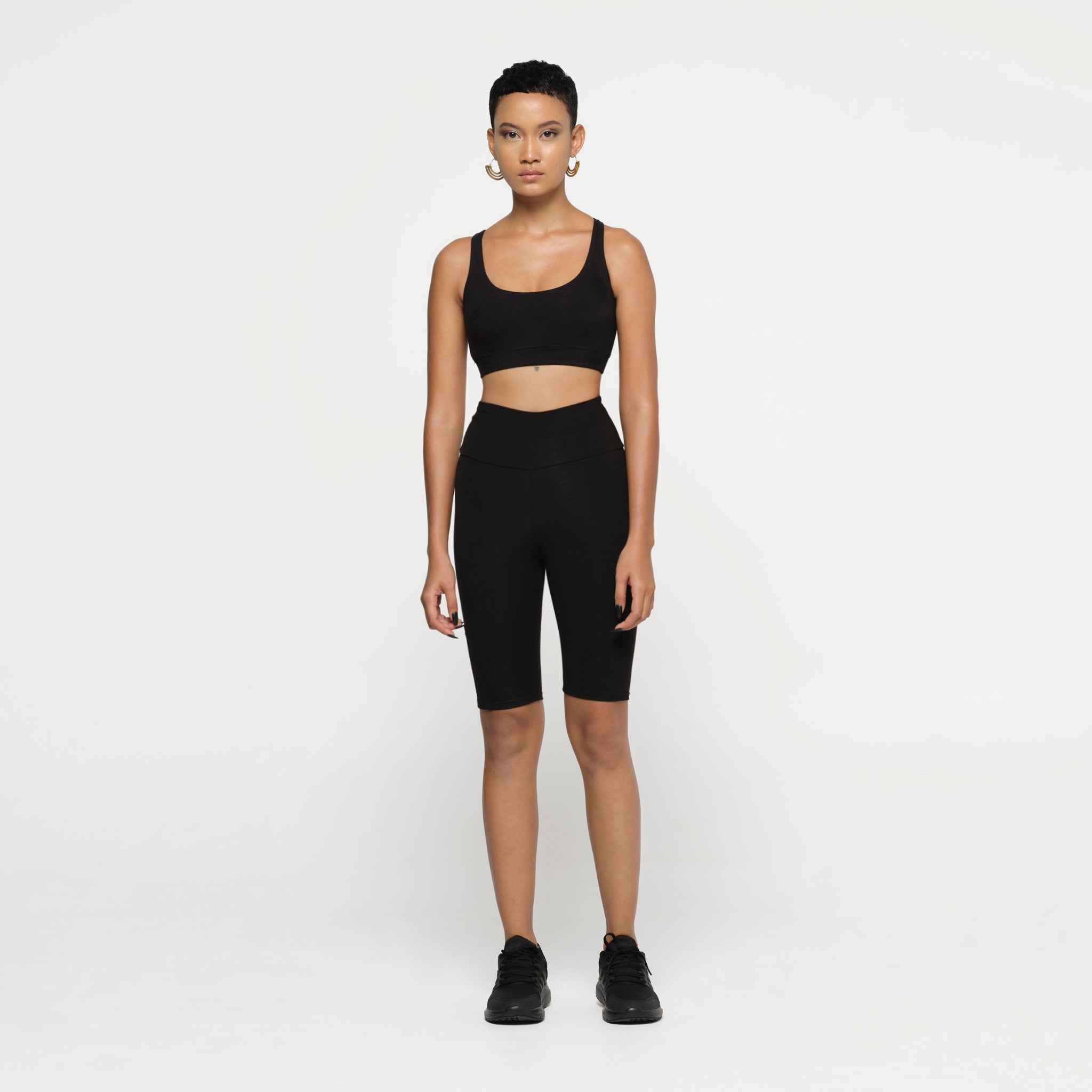 Black High Waist Bike Shorts Organic Cotton Lycra