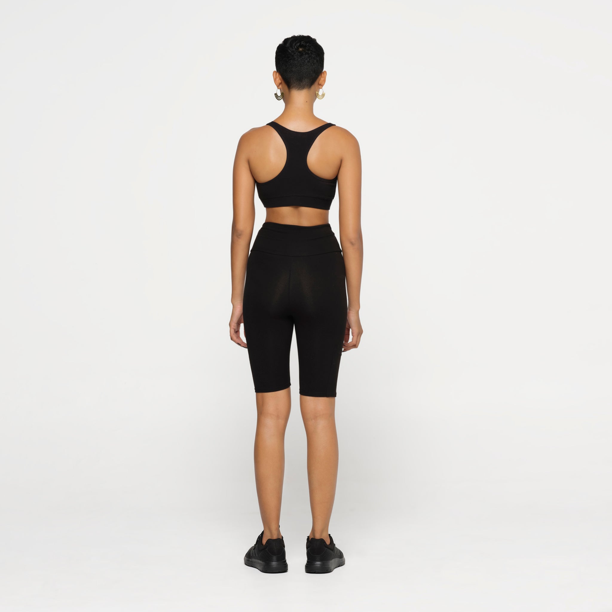 Black High Waist Bike Shorts Organic Cotton Lycra