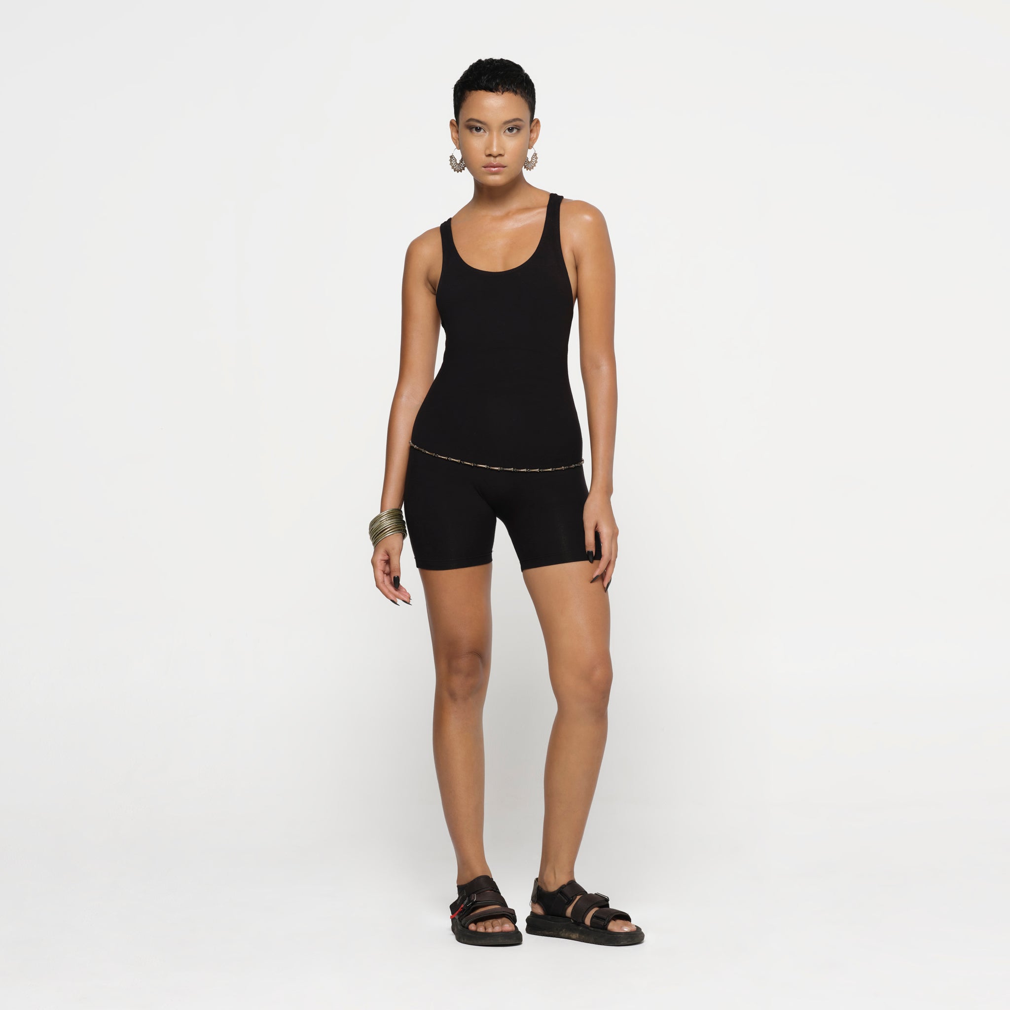 Black Catsuit Short Organic Cotton Lycra
