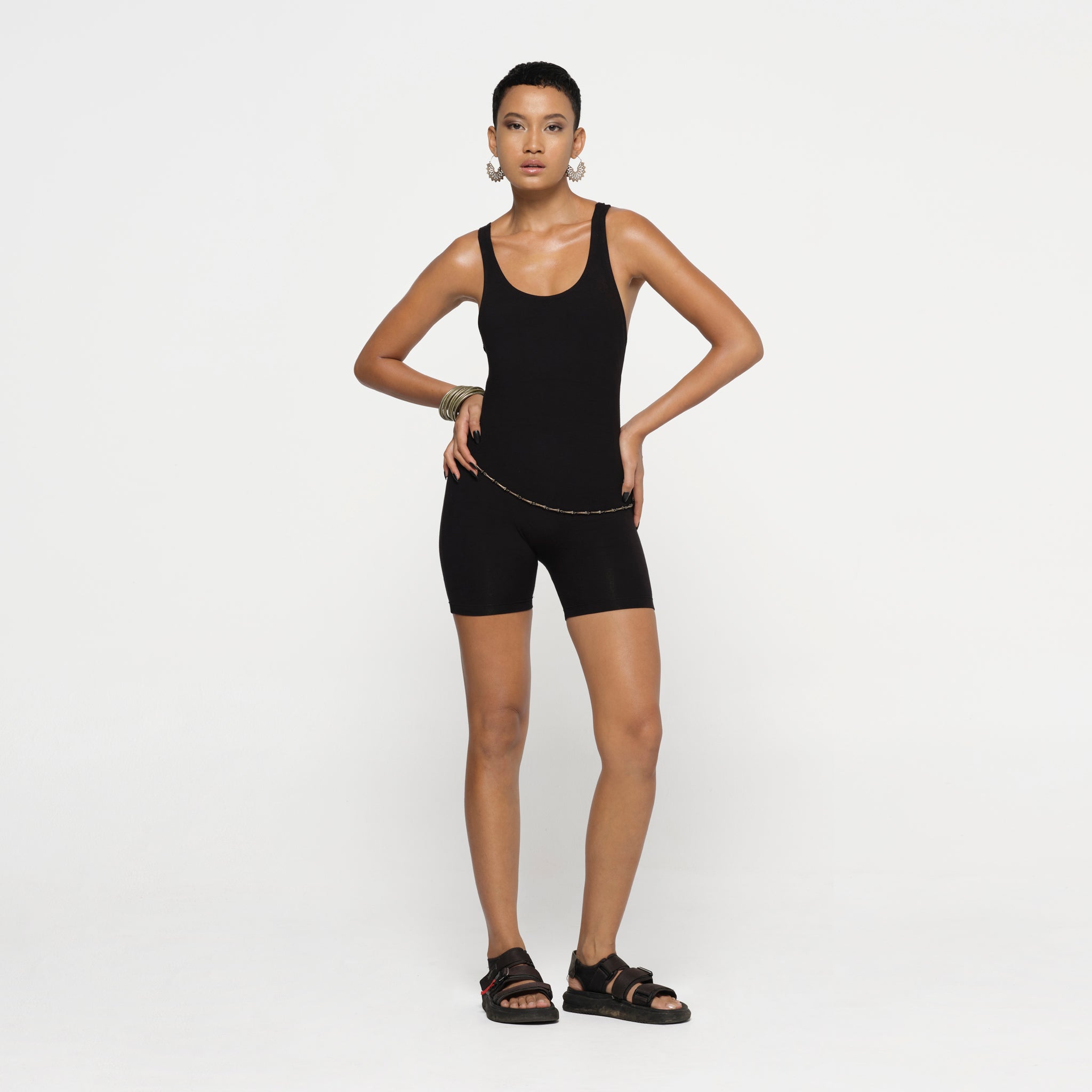 Black Catsuit Short Organic Cotton Lycra