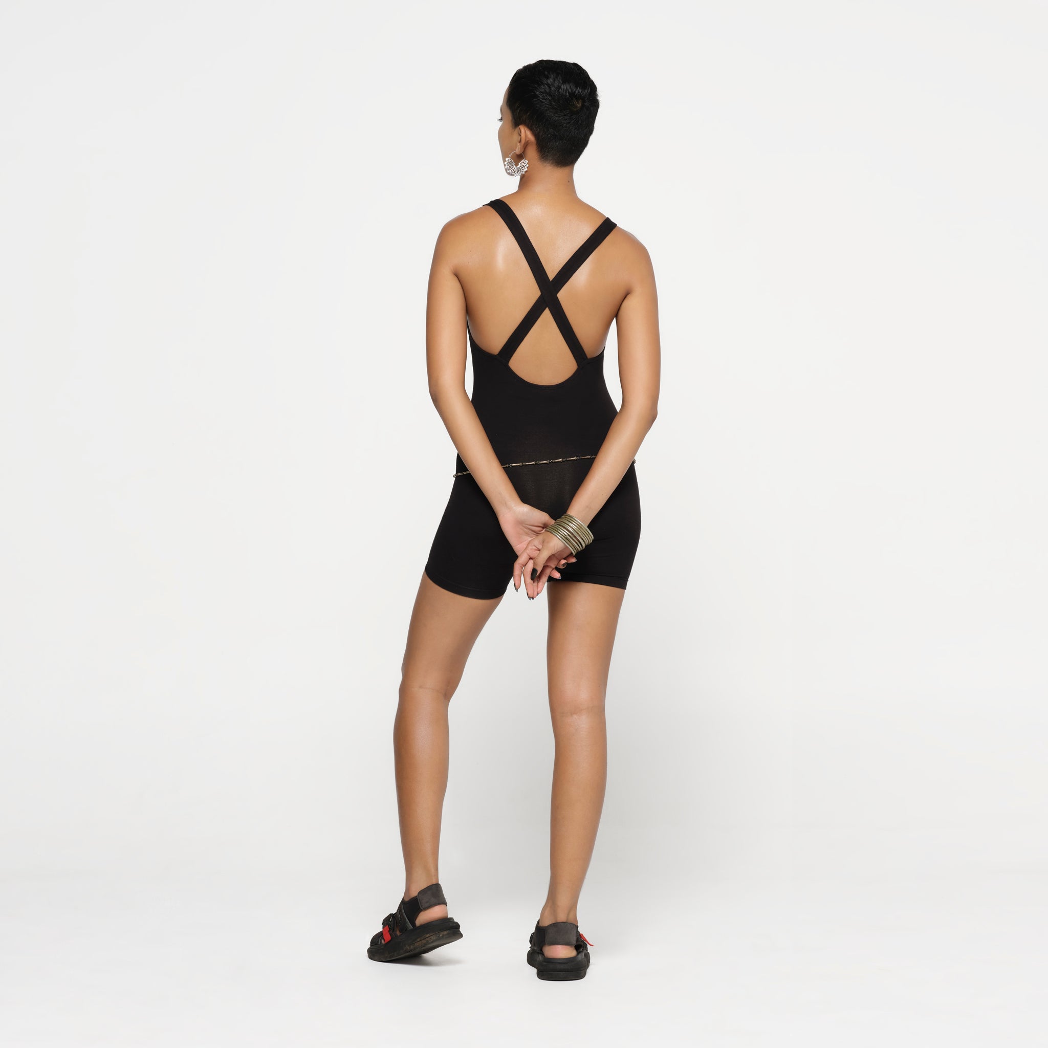Black Catsuit Short Organic Cotton Lycra