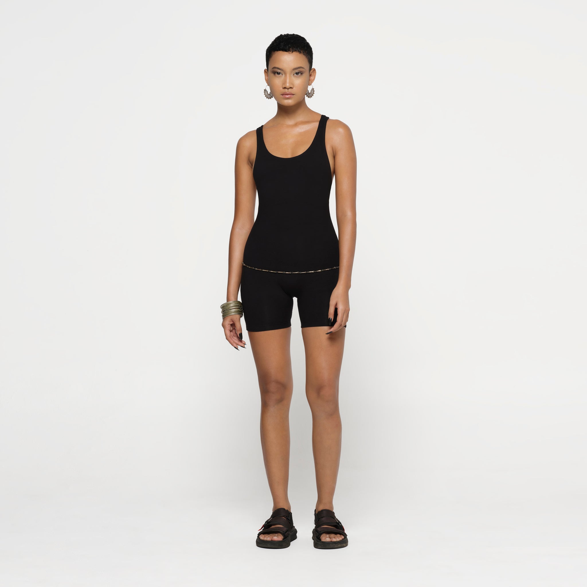 Black Catsuit Short Organic Cotton Lycra