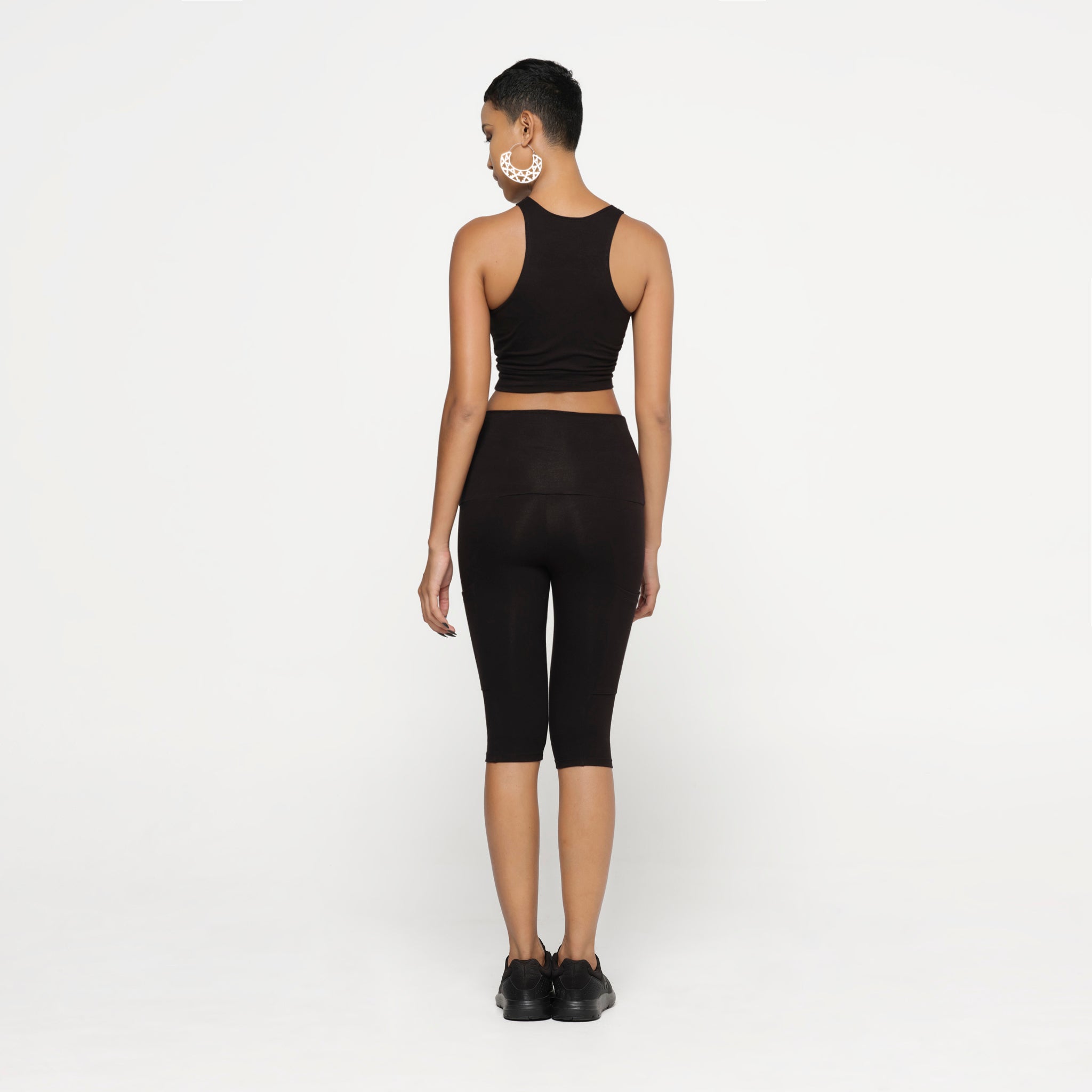 Black Crop Top Organic Cotton Lycra