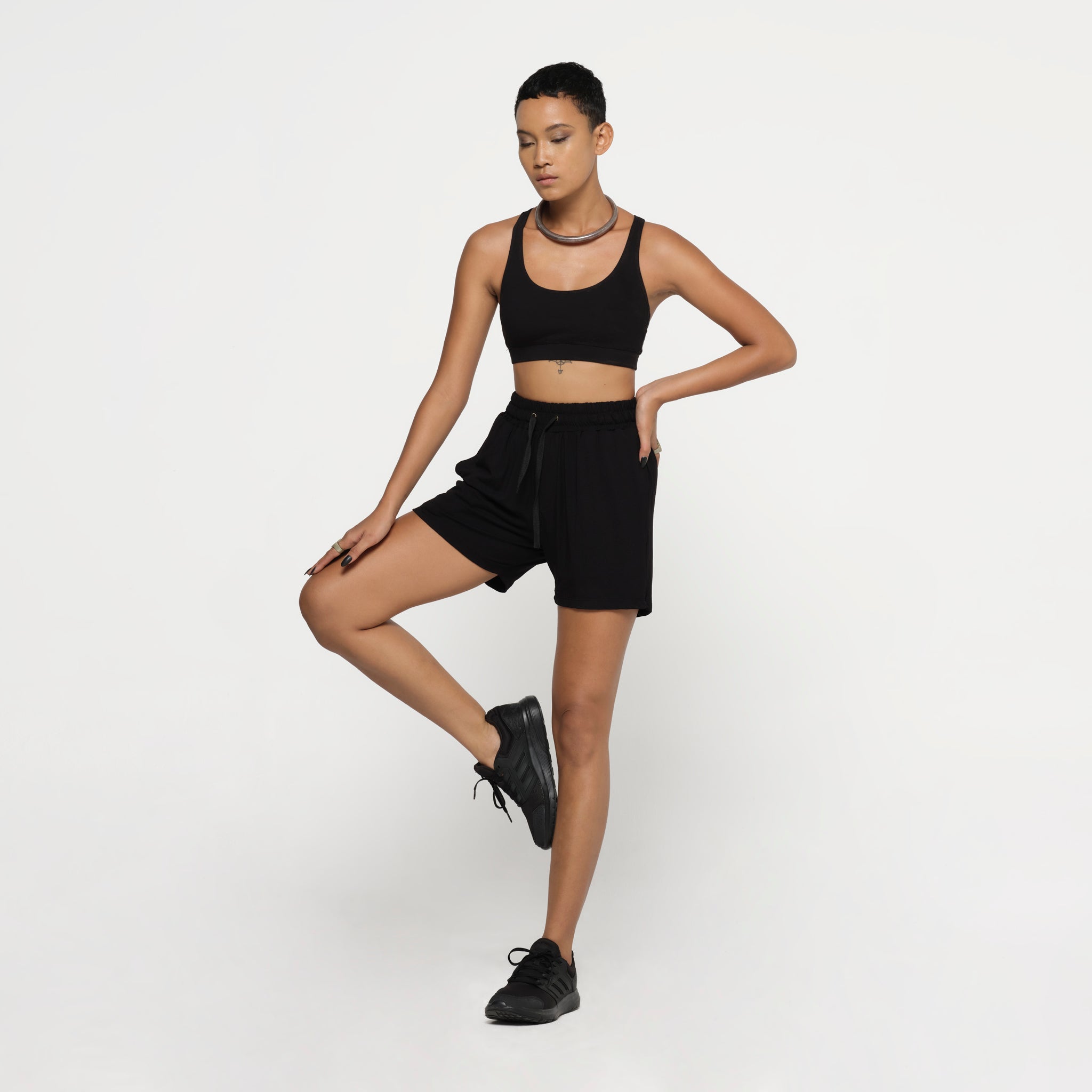 Black Gym Shorts Modal Lycra