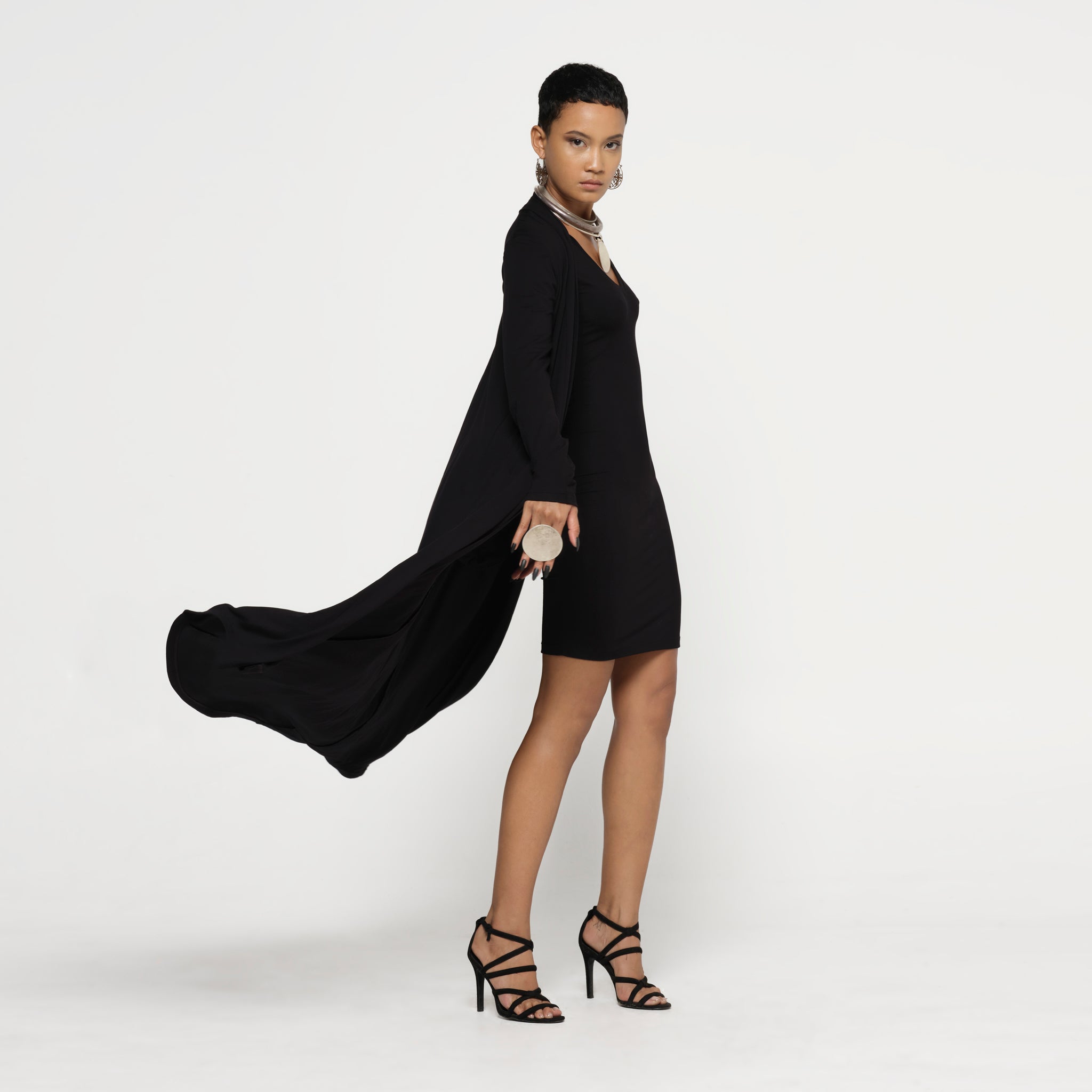 Black Long Cardigan Modal Lycra