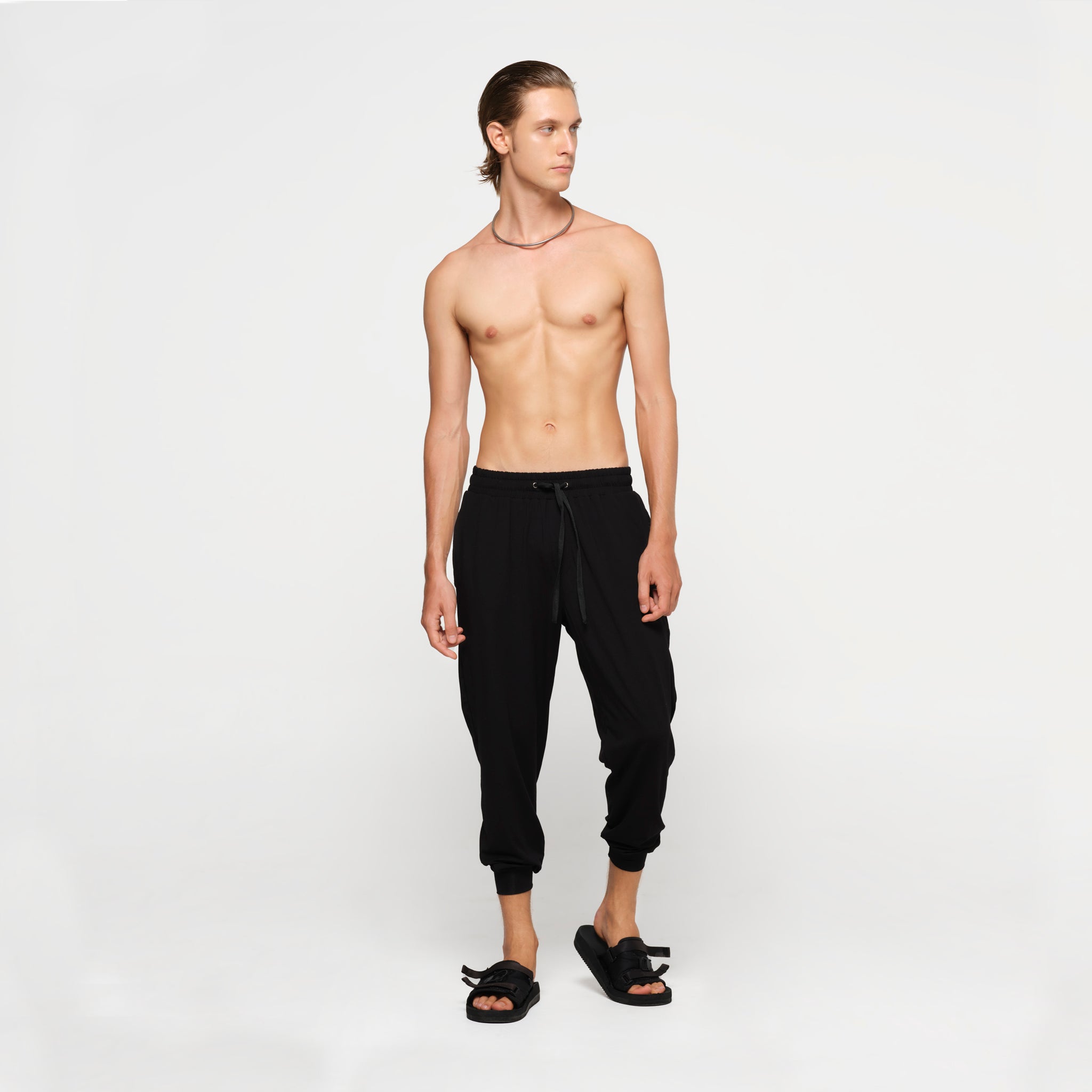 Mens Black Easy Pants Modal Lycra