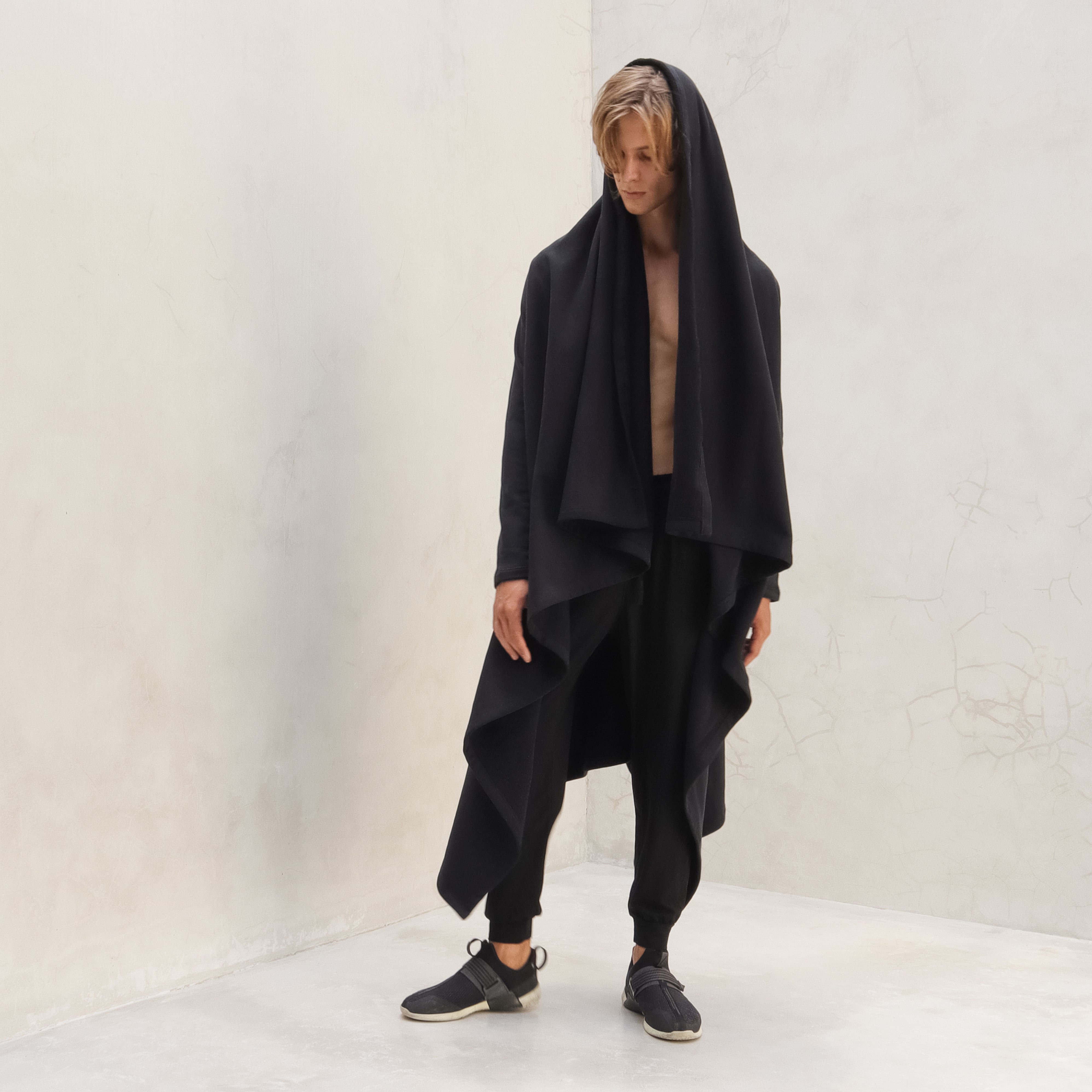 Black Wrap Mens Cloak Organic Cotton