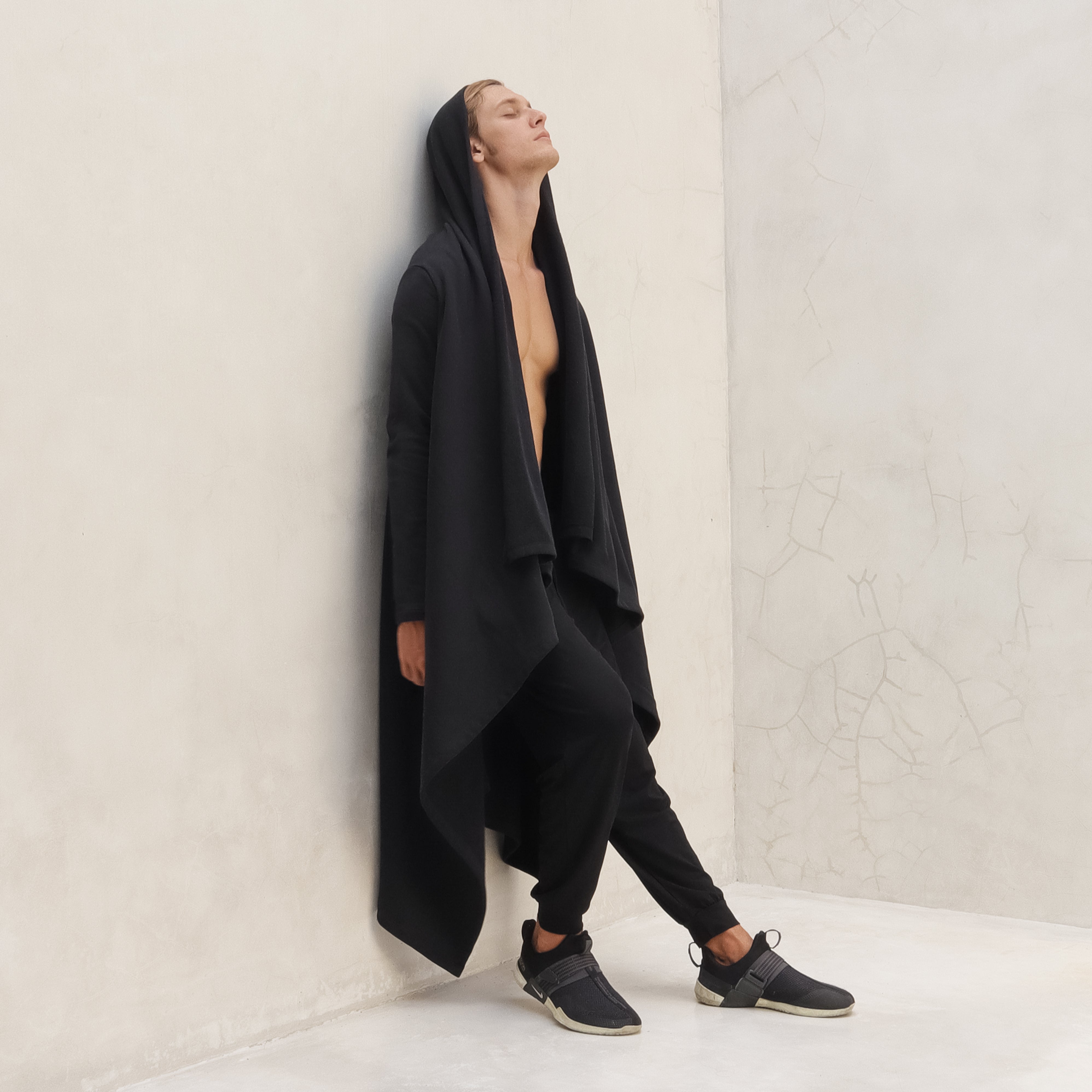 Black Wrap Mens Cloak Organic Cotton