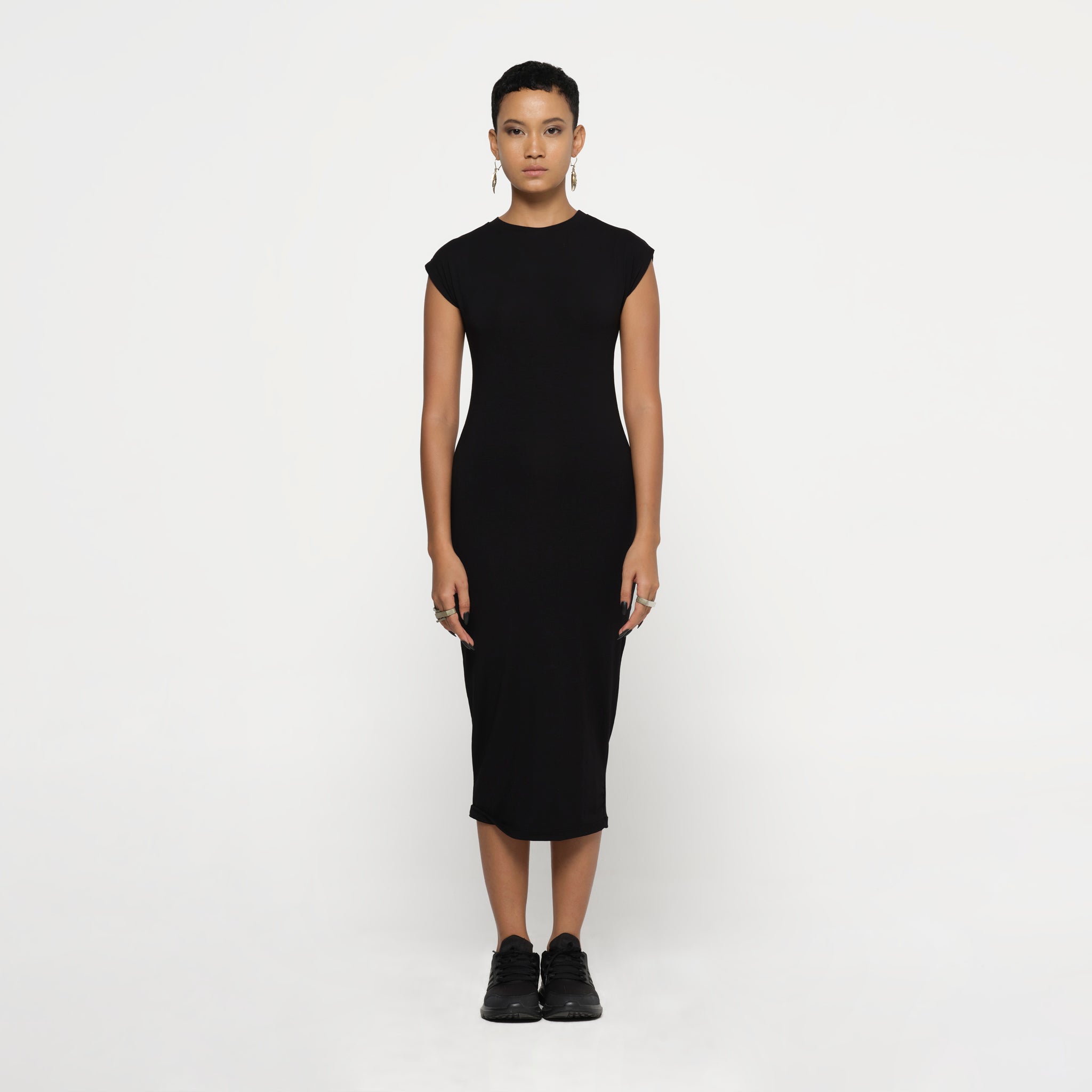 Sheath Dress Black Modal Lycra