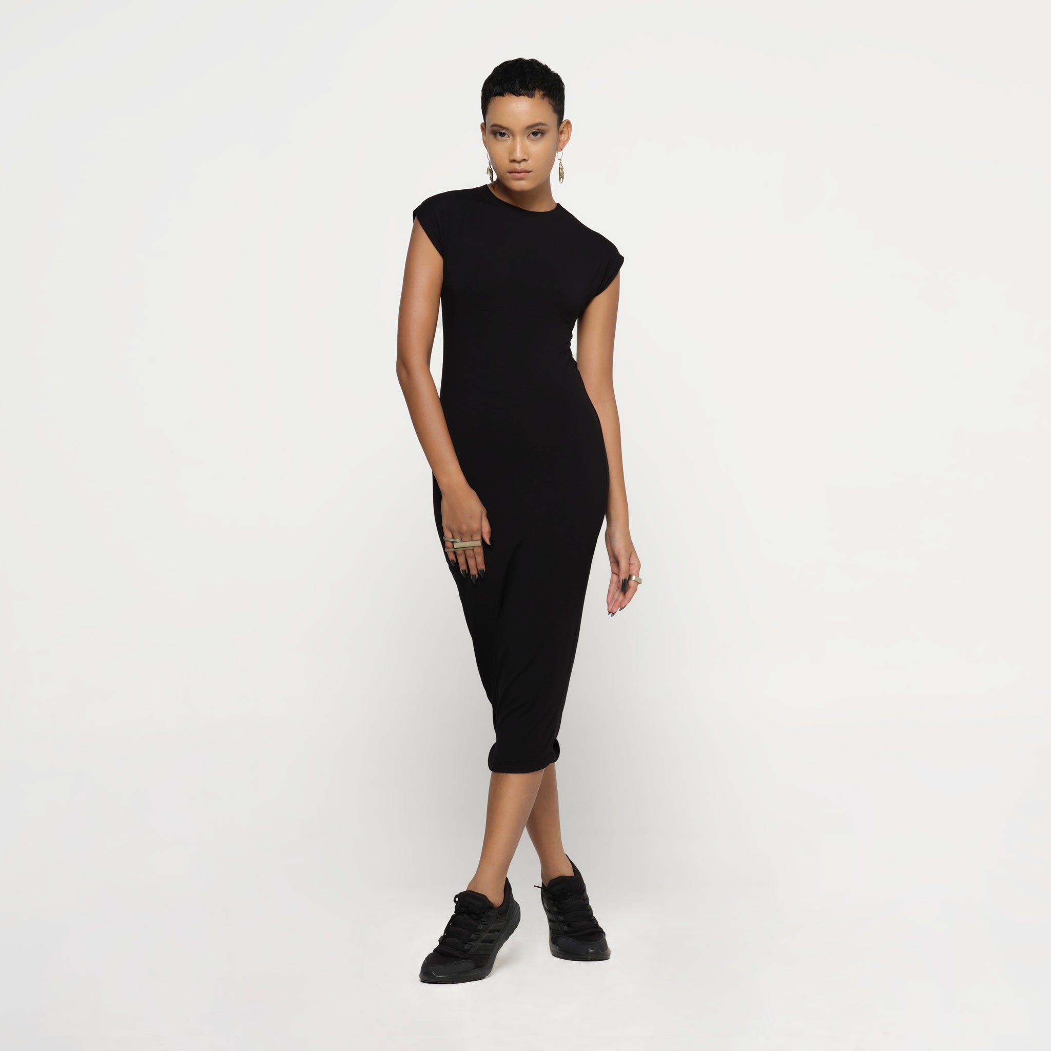 Sheath Dress Black Modal Lycra