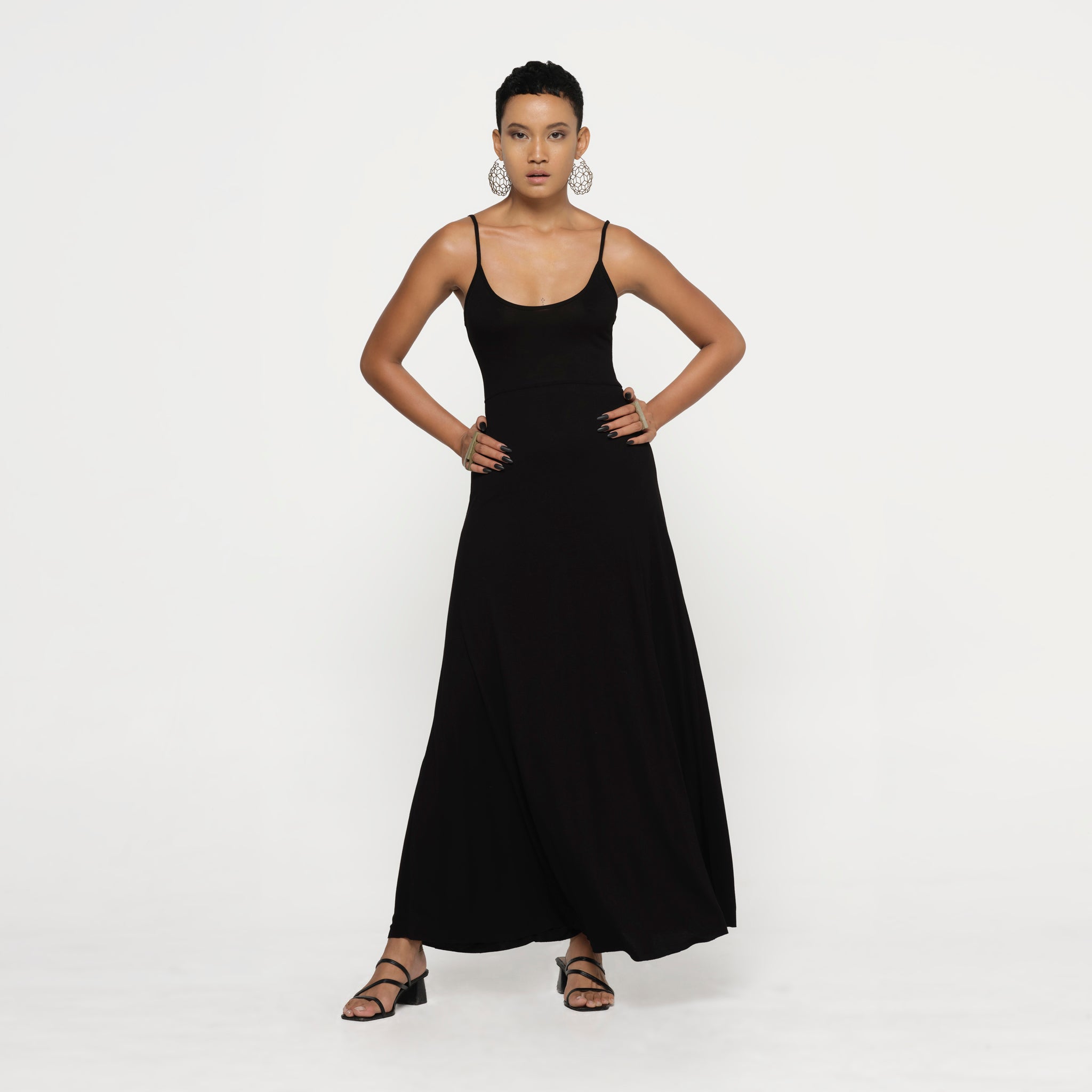 Spaghetti Strap Dress Black Bamboo