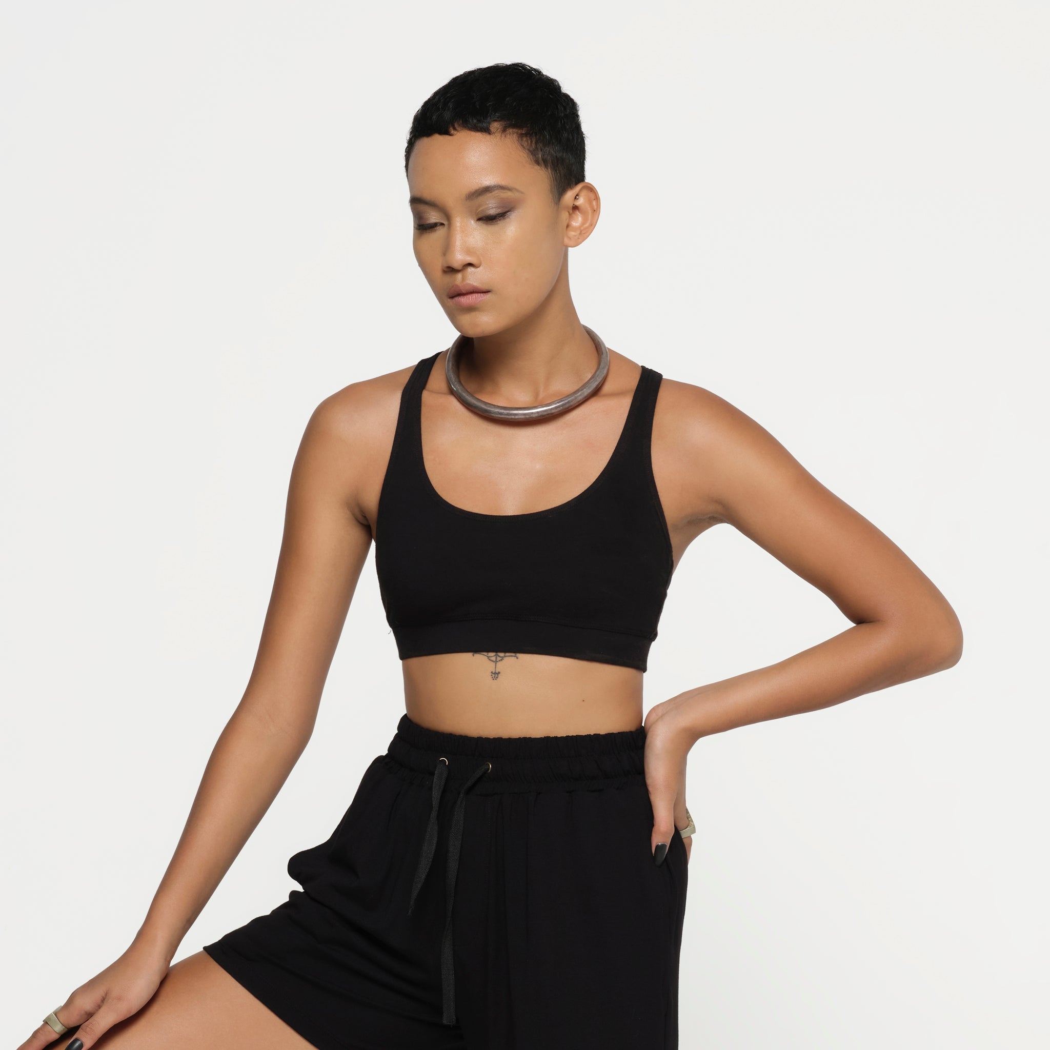 Black Sports Bra Organic Cotton Lycra