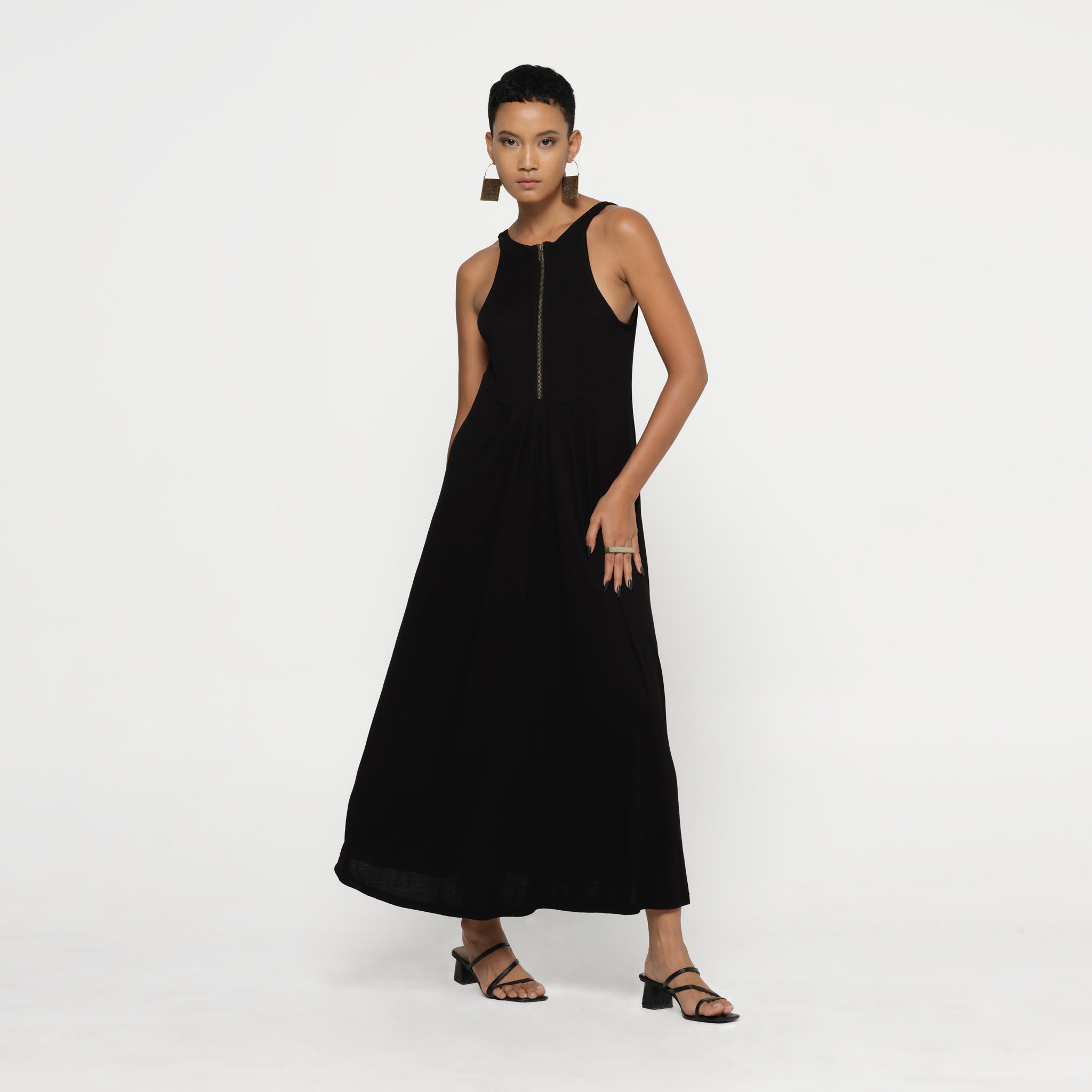 Zip Dress Black Bamboo Jersey