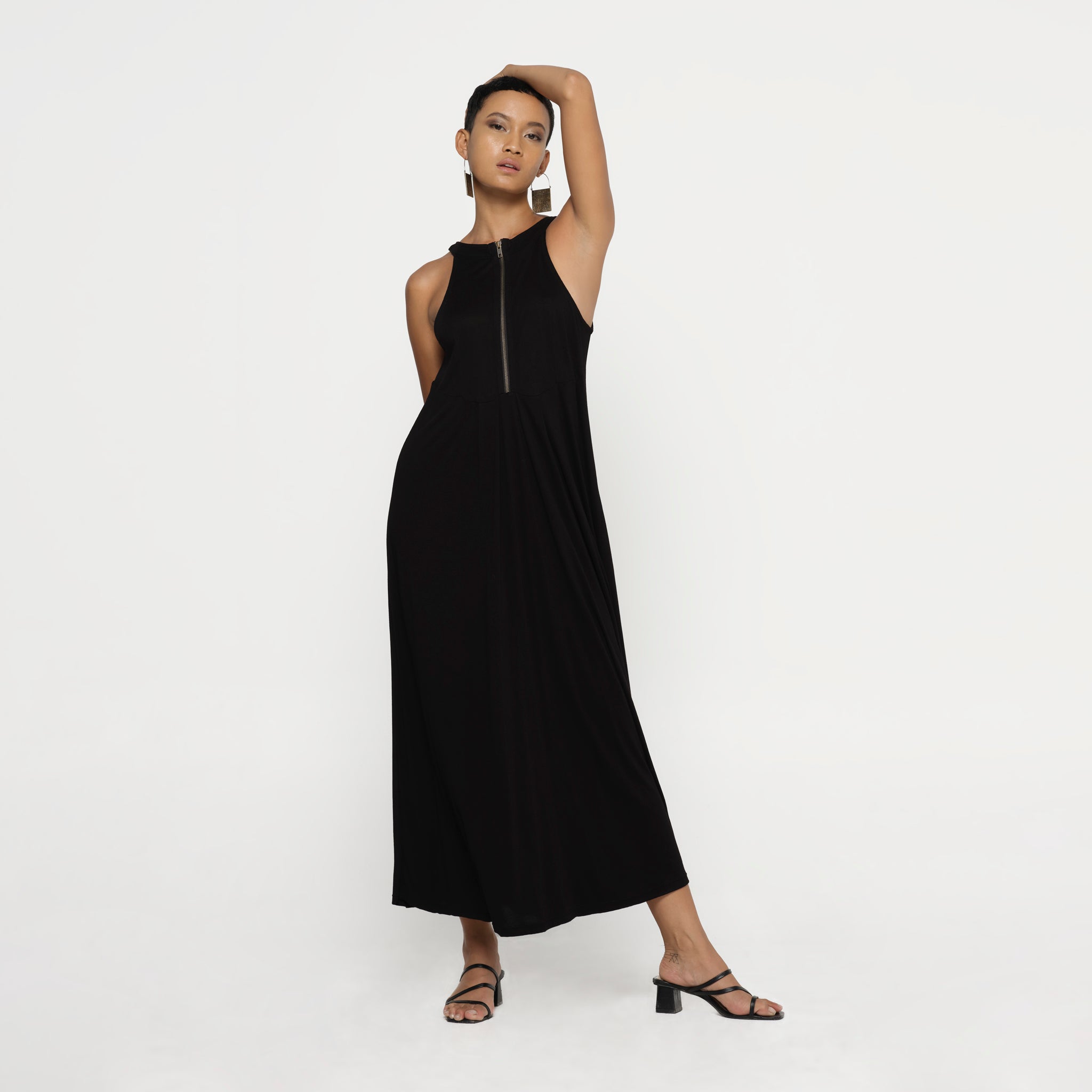 Zip Dress Black Bamboo Jersey
