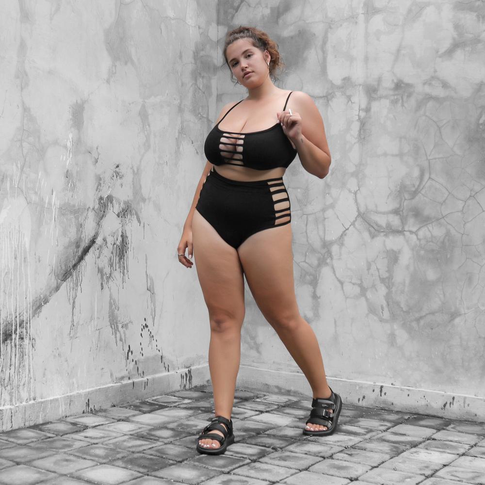 Black Cage Bralette Organic Cotton Lycra - eleven44