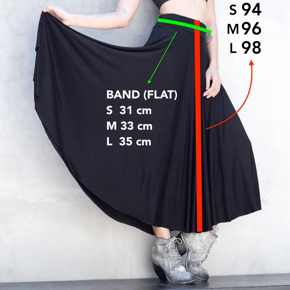 Black Circle Skirt Long