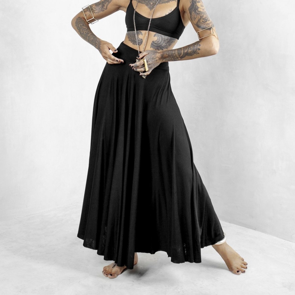 Black Circle Skirt Long Bamboo - eleven44
