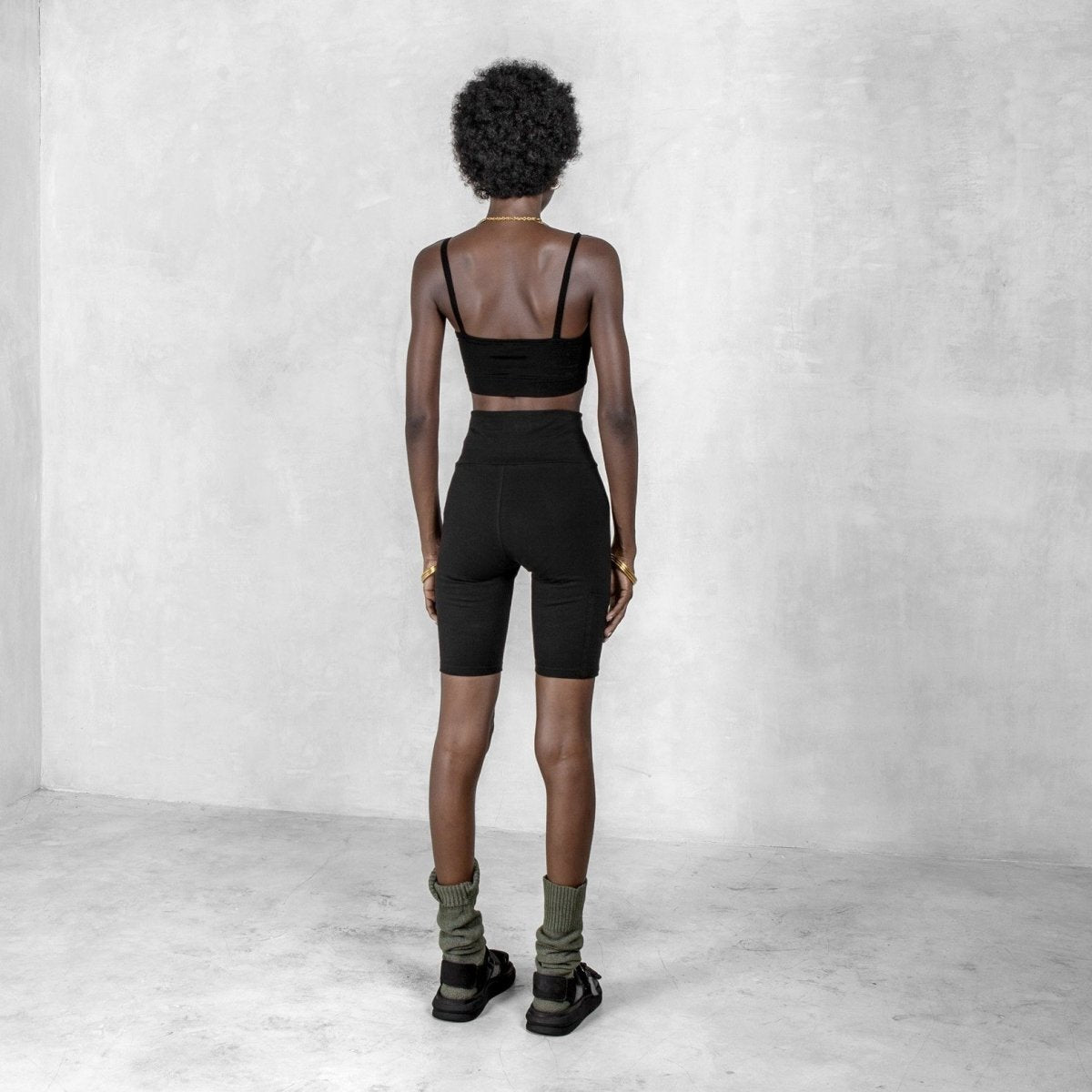 Black High Waist Bike Shorts Organic Cotton Lycra - eleven44