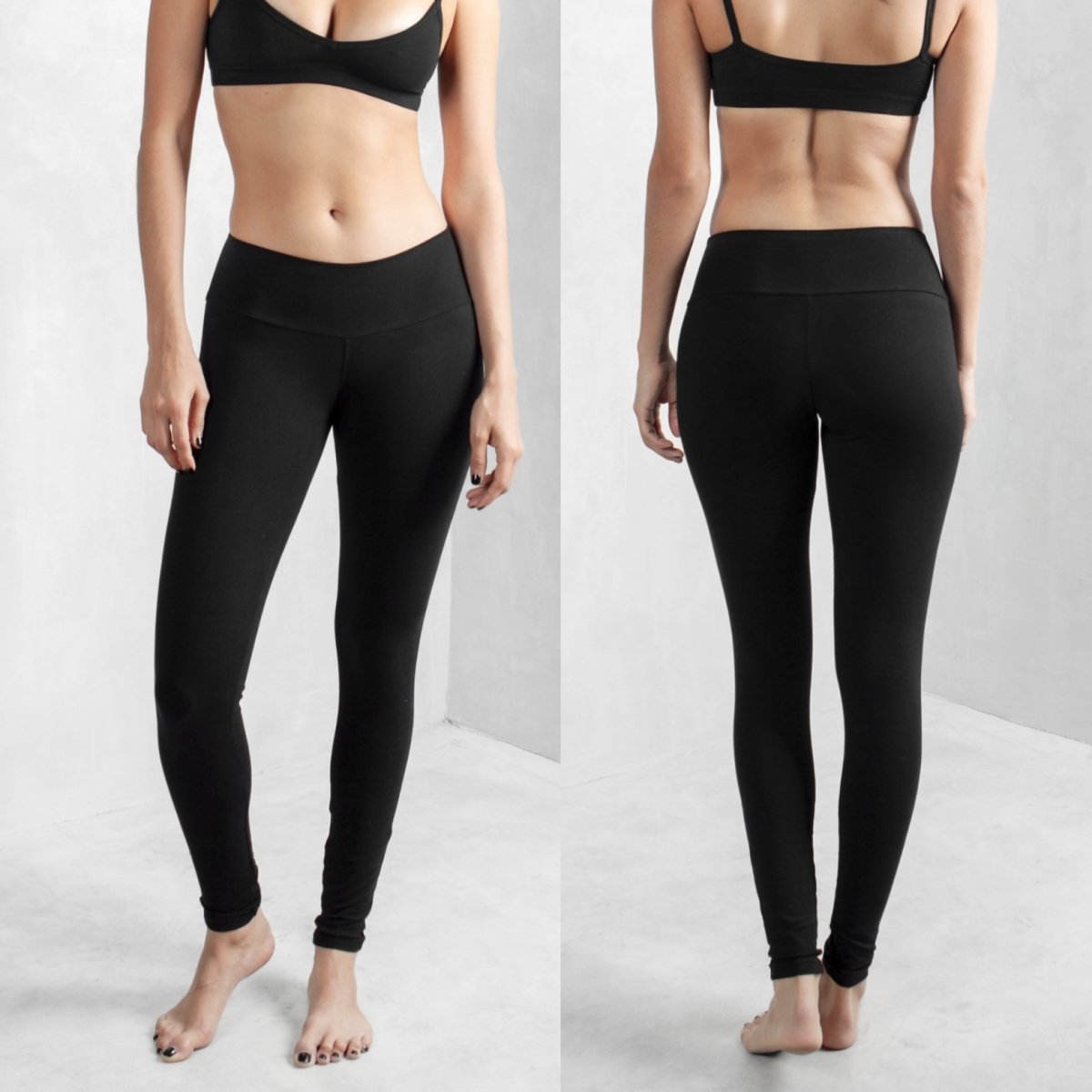 Black Leggings Organic Cotton Lycra - eleven44