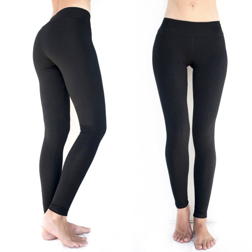 Black Leggings Organic Cotton Lycra - eleven44