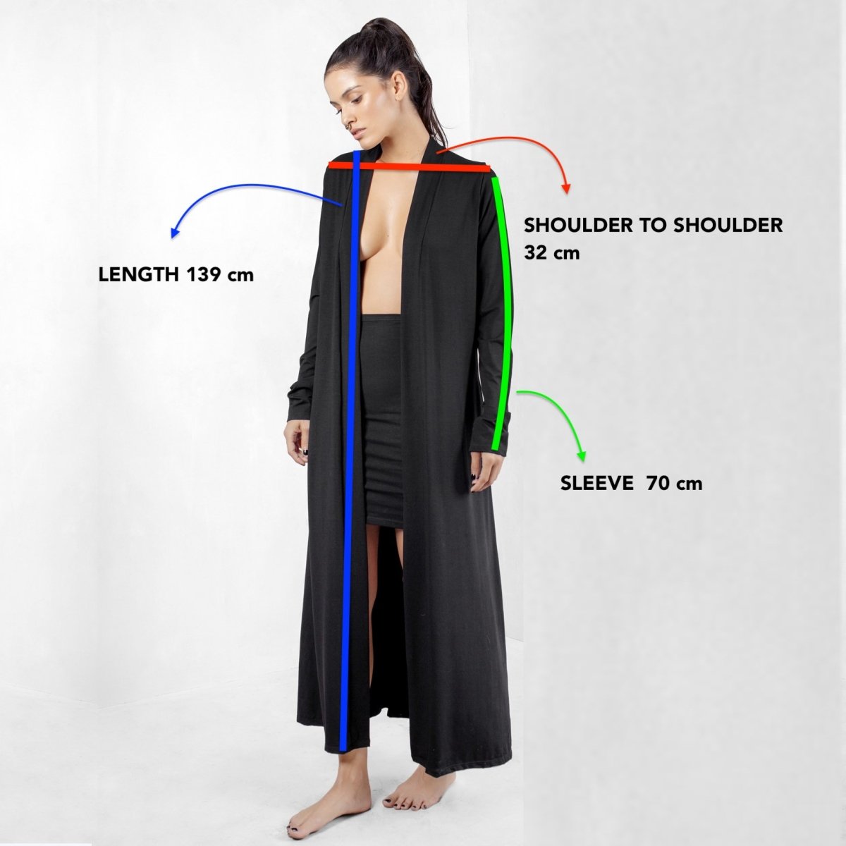 Black Long Cardigan Modal Lycra