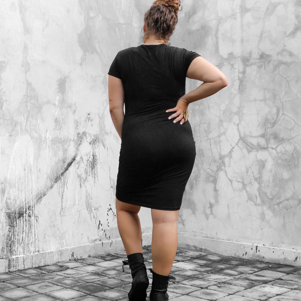 Black T-Shirt Dress Modal Lycra - eleven44