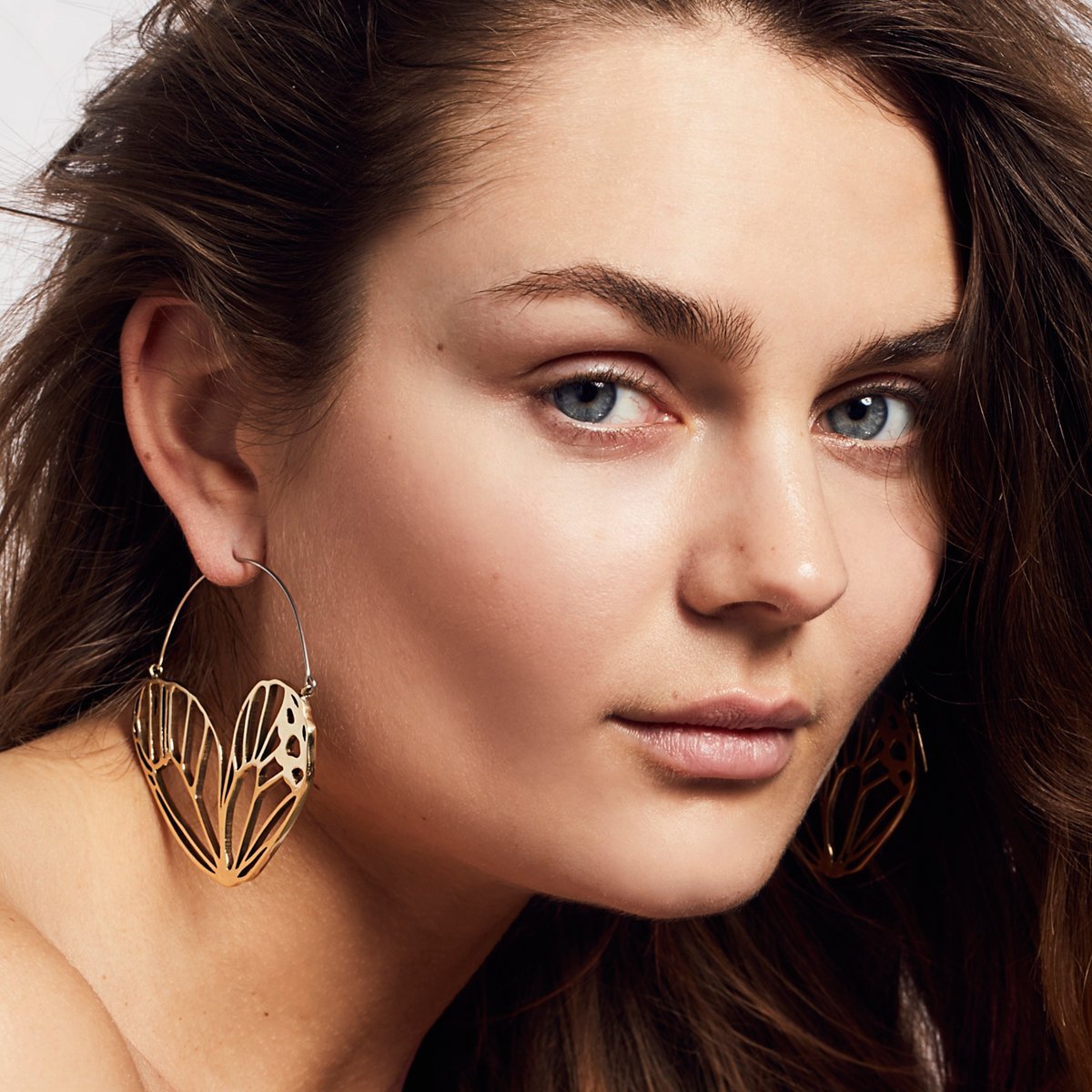 Butterfly Wing Hoops Brass - eleven44
