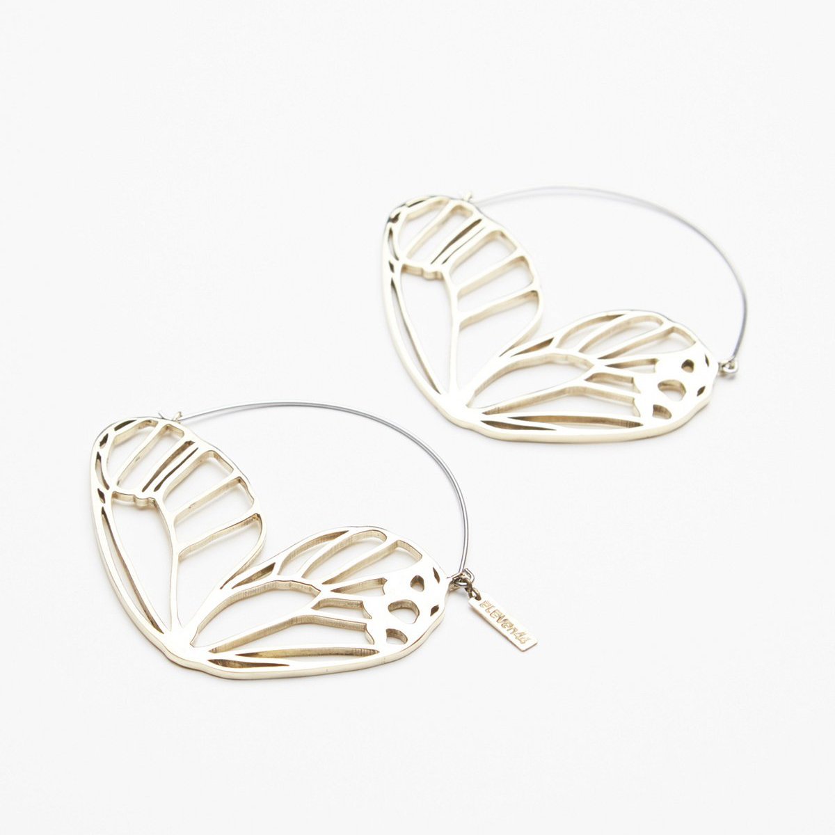 Butterfly Wing Hoops Brass - eleven44