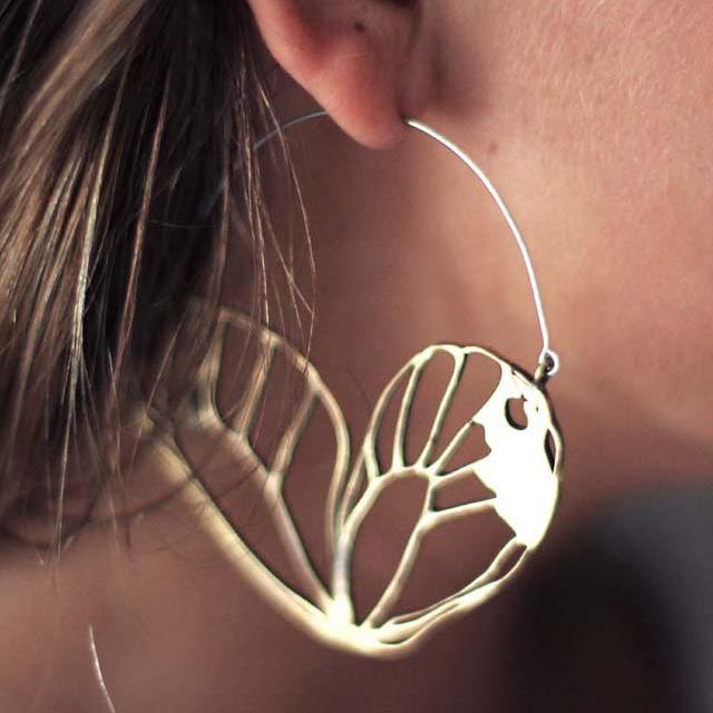 Butterfly Wing Hoops Brass - eleven44