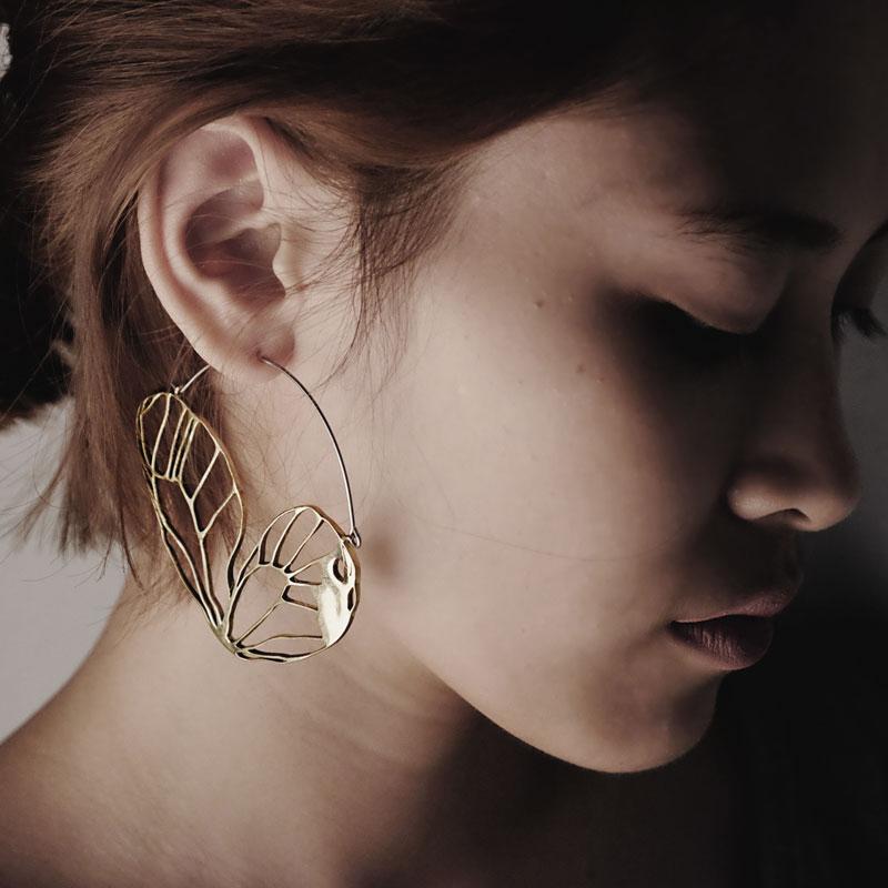 Butterfly Wing Hoops Brass - eleven44