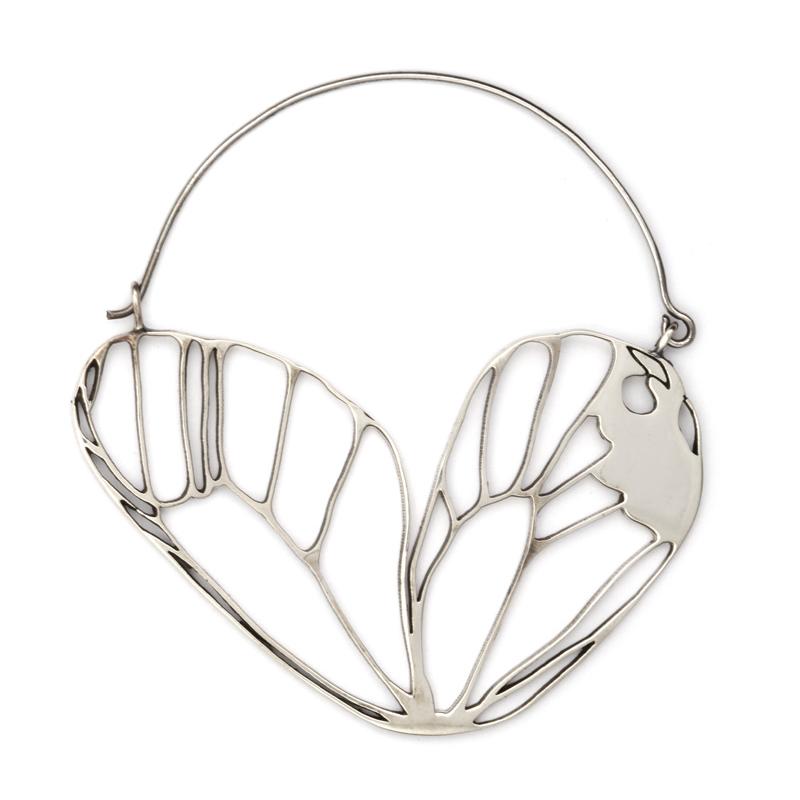 Butterfly Wing Hoops Silver - eleven44