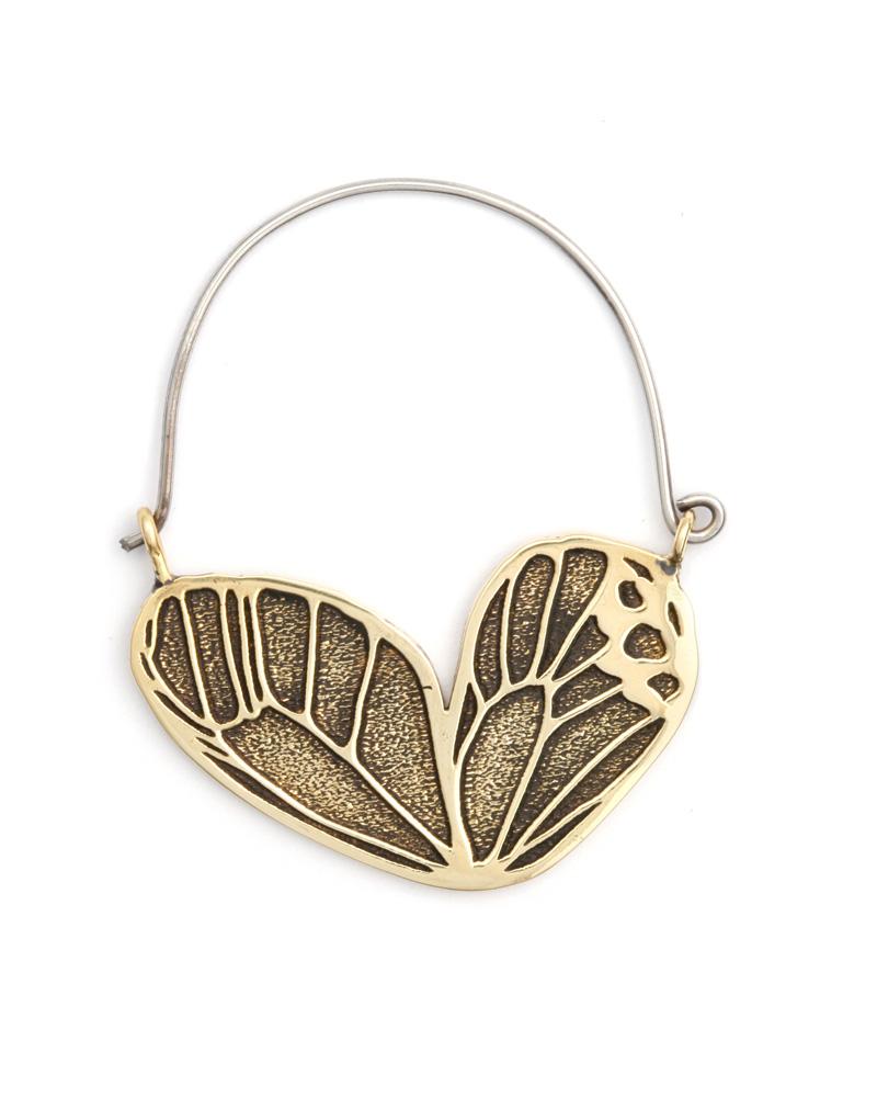 Butterfly Wing Mini Hoops Brass - eleven44