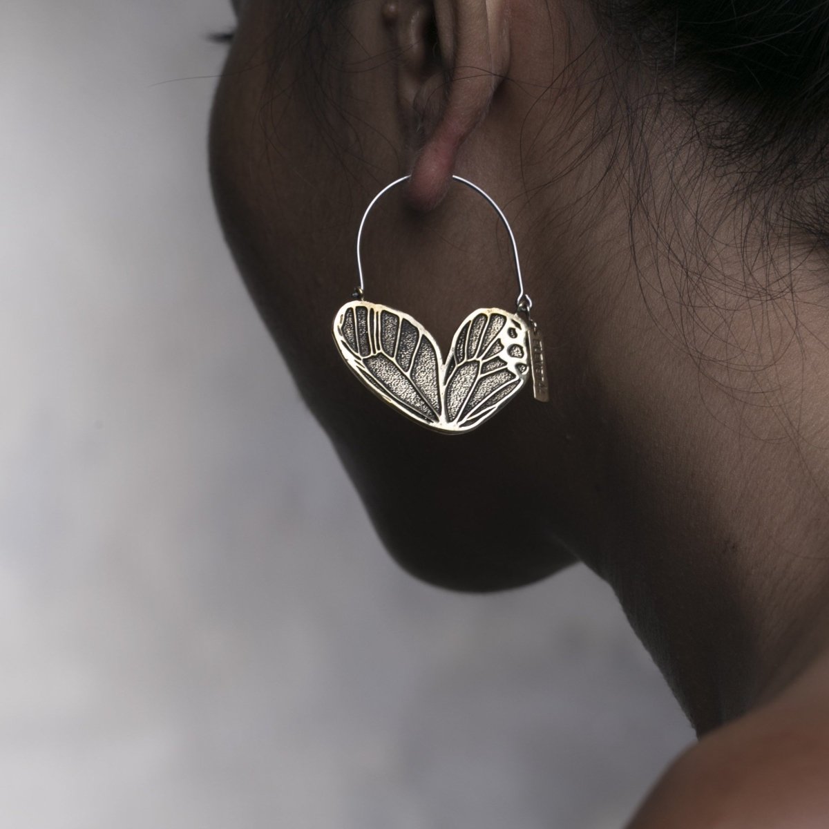 Butterfly Wing Mini Hoops Brass - eleven44