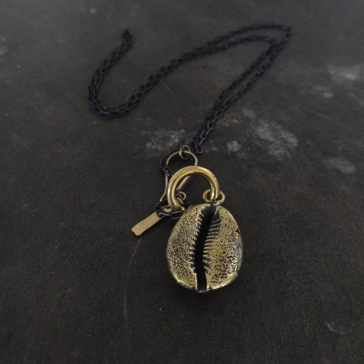 Cowrie Shell Pendant Brass - eleven44