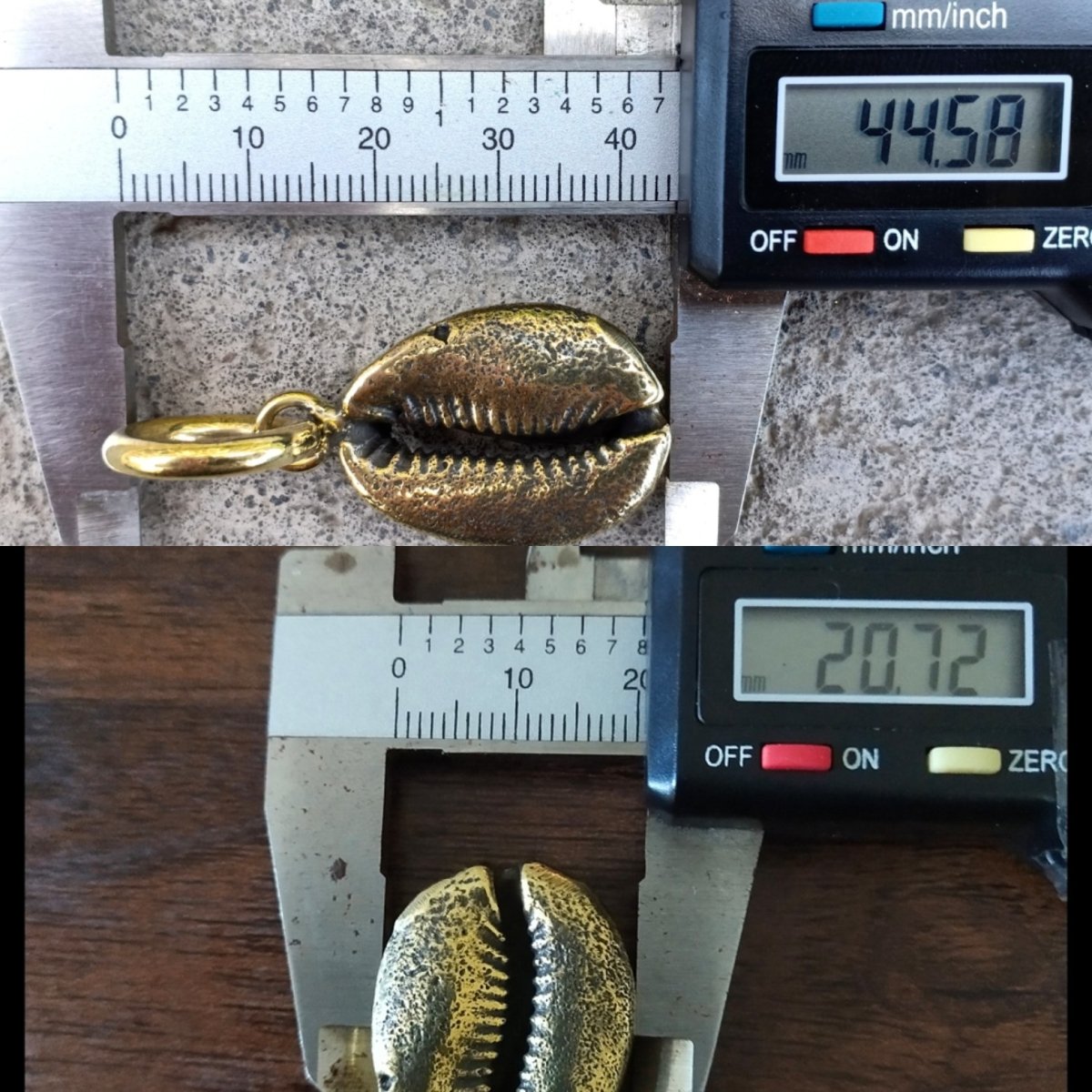 Cowrie Shell Pendant Brass - eleven44
