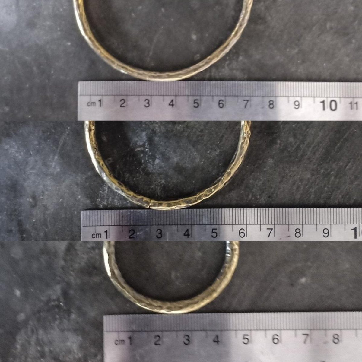 Gauged Hammered Hoops Brass - eleven44