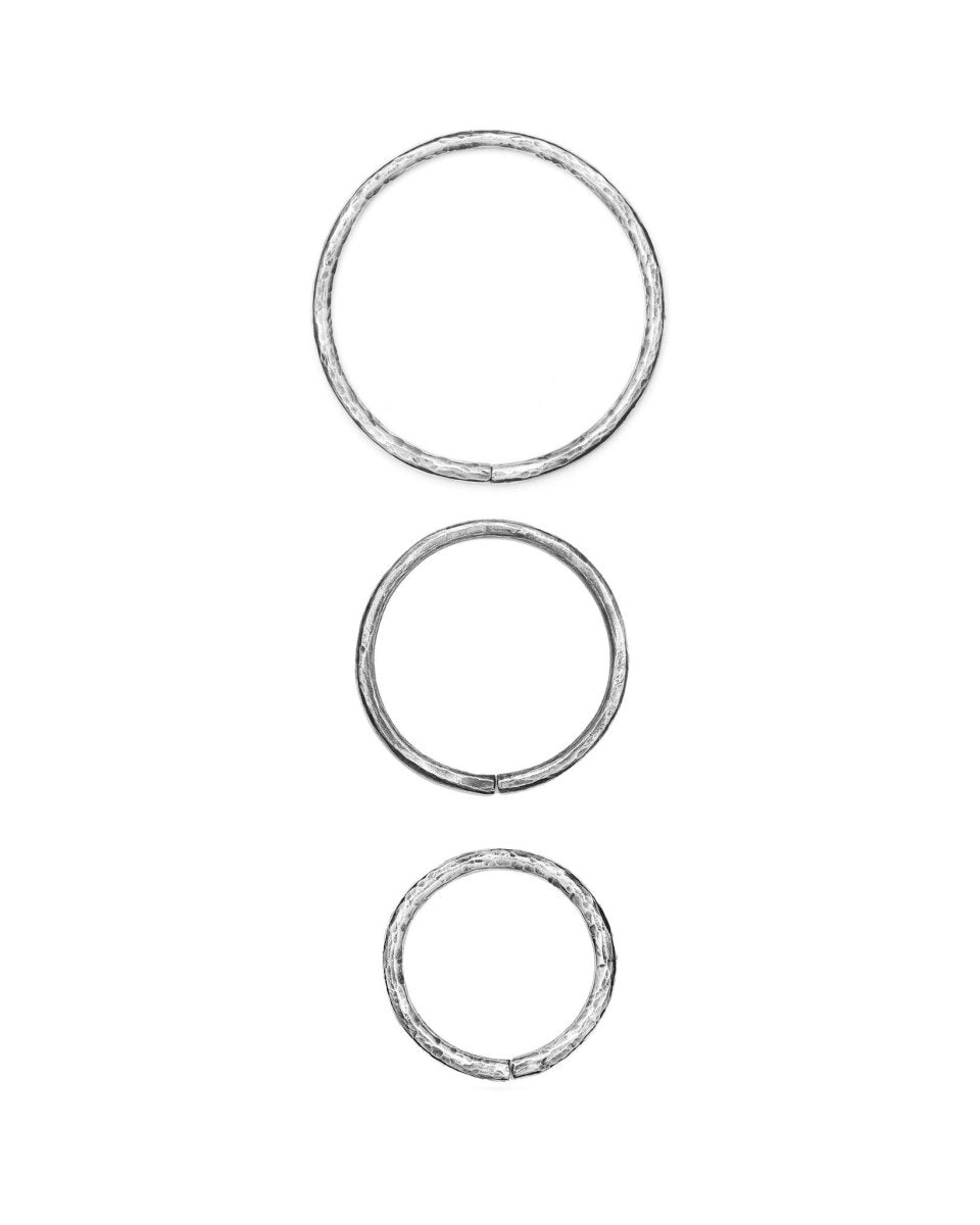 Gauged Hammered Hoops Silver - eleven44