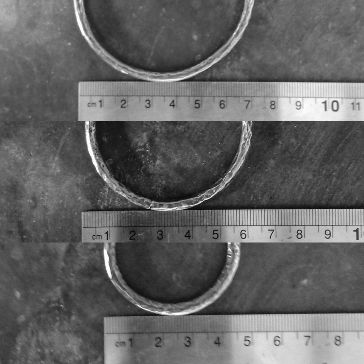 Gauged Hammered Hoops Silver - eleven44